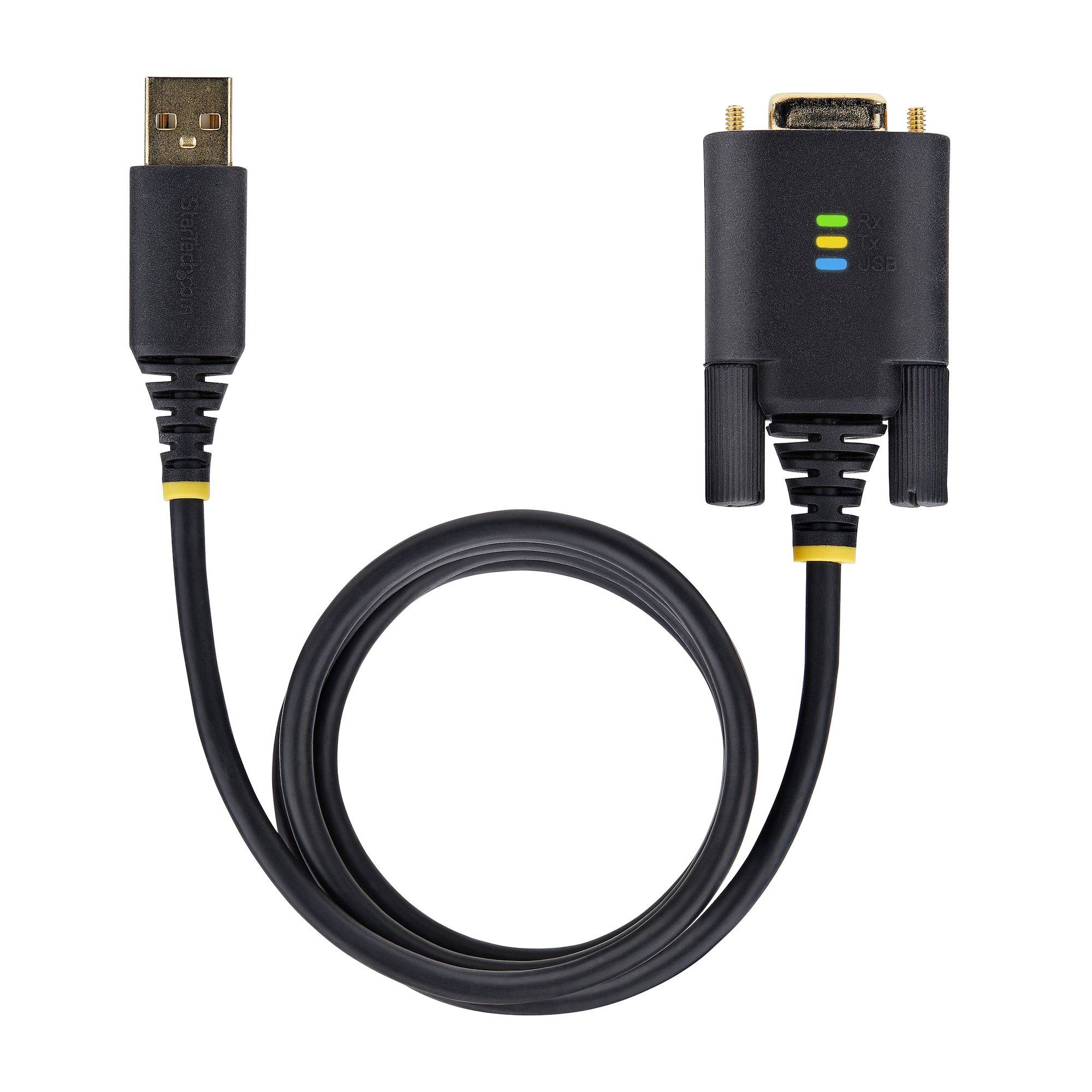 StarTech.com 3m USB naar Seriëel Adapter Kabel, COM Retention, Verwisselbare DB9 Schroeven/Moeren, USB-A naar RS232 DB9 Converter, FTDI IC, ESD Bescherming, Windows/macOS/Linux