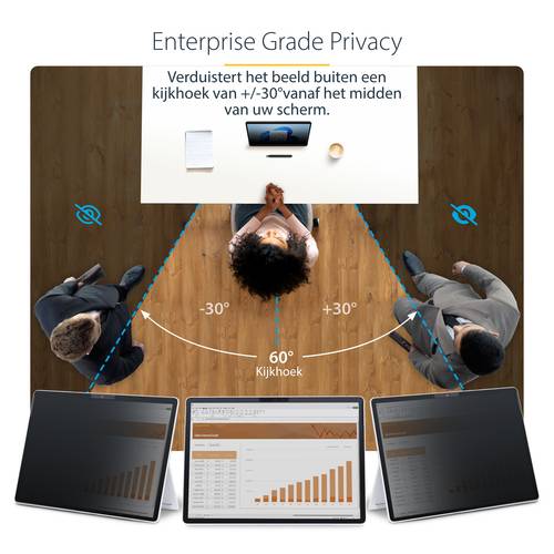 StarTech.com 4-Way 13-inch Surface Pro 8/9/X Laptop Privacy Filter, Portrait/Landscape Modes, Touch-Enabled, Anti-Glans Security Filter, +/- 30 Graden Kijkhoek, 51% Blauw Licht Vermindering