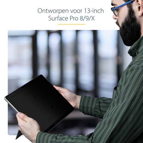 StarTech.com 4-Way 13-inch Surface Pro 8/9/X Laptop Privacy Filter, Portrait/Landscape Modes, Touch-Enabled, Anti-Glans Security Filter, +/- 30 Graden Kijkhoek, 51% Blauw Licht Vermindering