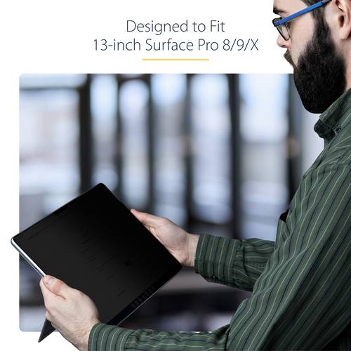 StarTech.com 4-Way 13-inch Surface Pro 8/9/X Laptop Privacy Filter, Portrait/Landscape Modes, Touch-Enabled, Anti-Glans Security Filter, +/- 30 Graden Kijkhoek, 51% Blauw Licht Vermindering