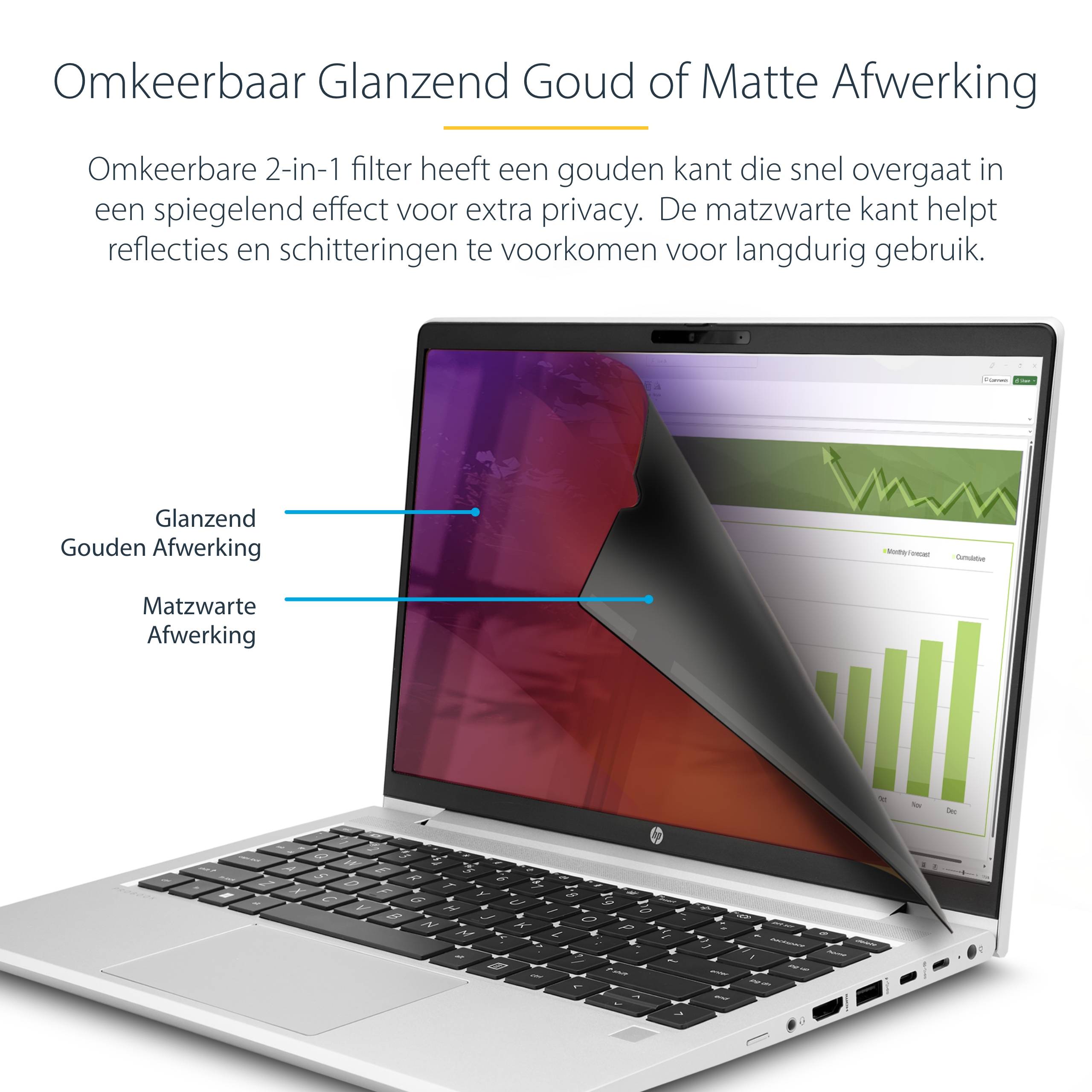 StarTech.com 156G-PRIVACY-SCREEN schermfilter 39,6 cm (15.6") Laptop Randloze privacyfilter voor schermen