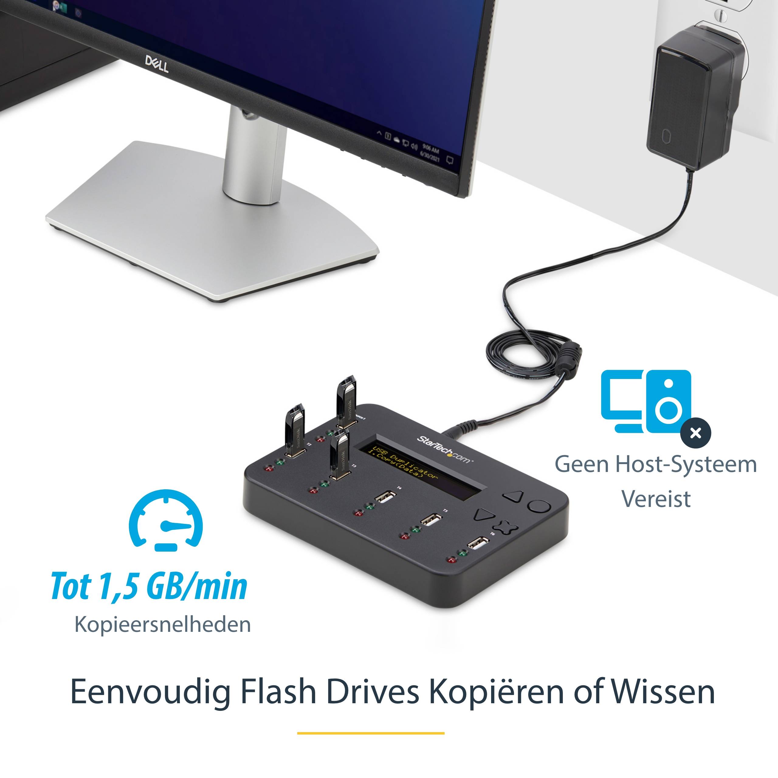 StarTech.com Standalone 1 naar 5 USB Thumb Drive Cloner en Wisser, Multiple USB Flash Drive Kloner,System/File/Whole-Drive Copy aan 1.5 GB/min, Single en 3-Pass Erase, LCD Display