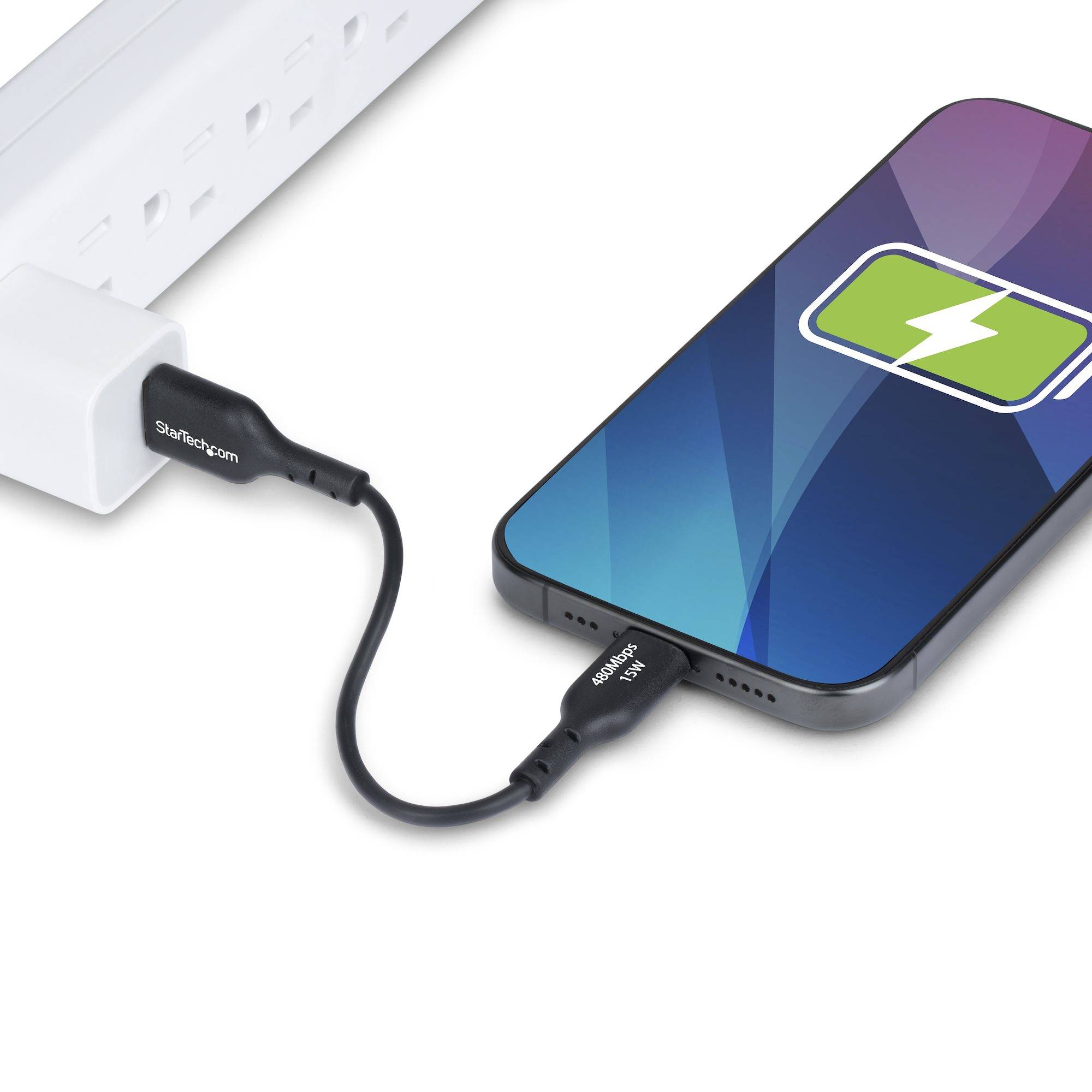 StarTech.com 15cm USB-A naar USB-C Laadkabel, USB-A naar USB Type-C Oplaadkabel, Opladen & Synchroniseren, Fast Charge 3A, USB 2.0 Datakabel, TPE Mantel, Zwart