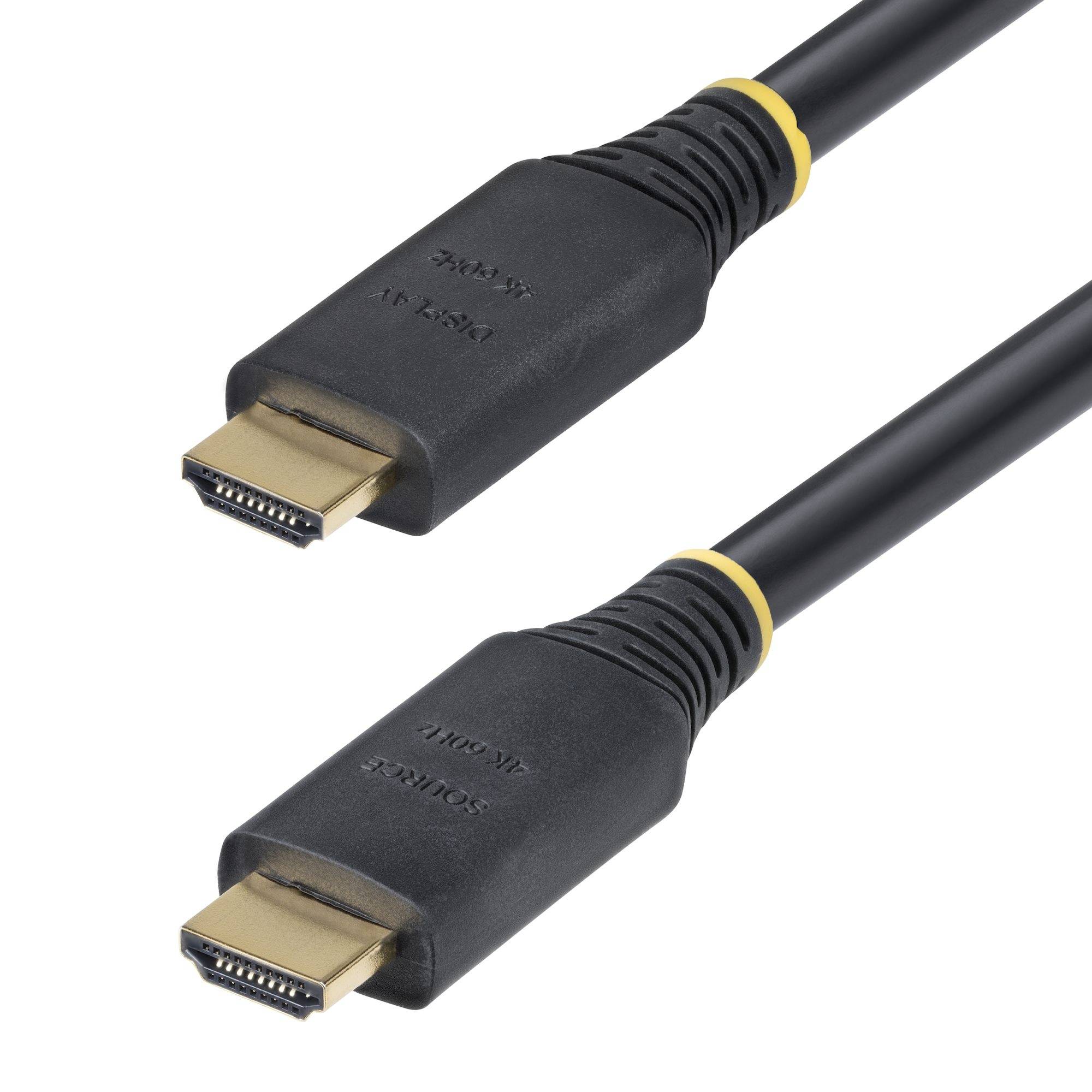 StarTech.com 15m Actieve High Speed HDMI Kabel, 4K 60Hz/1440p 144Hz, HDR10/HDCP 2.2/ARC, 18Gbps, UHD HDMI 2.0 Kabel voor TV/Monitor/Display, TPE Mantel