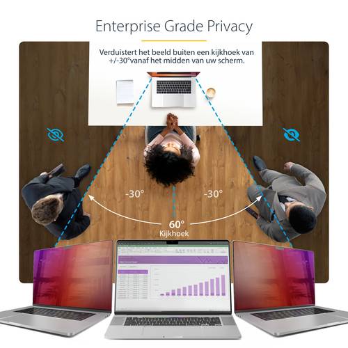 StarTech.com 16-inch Macbook Pro 21/23 Laptop Privacy Filter, Anti-Glans Privacyscherm met 51% Blauw Licht Reductie, Monitor Screen Protector met +/- 30 grad. Kijkhoek, Omkeerbare Matte/Glanzende zijden