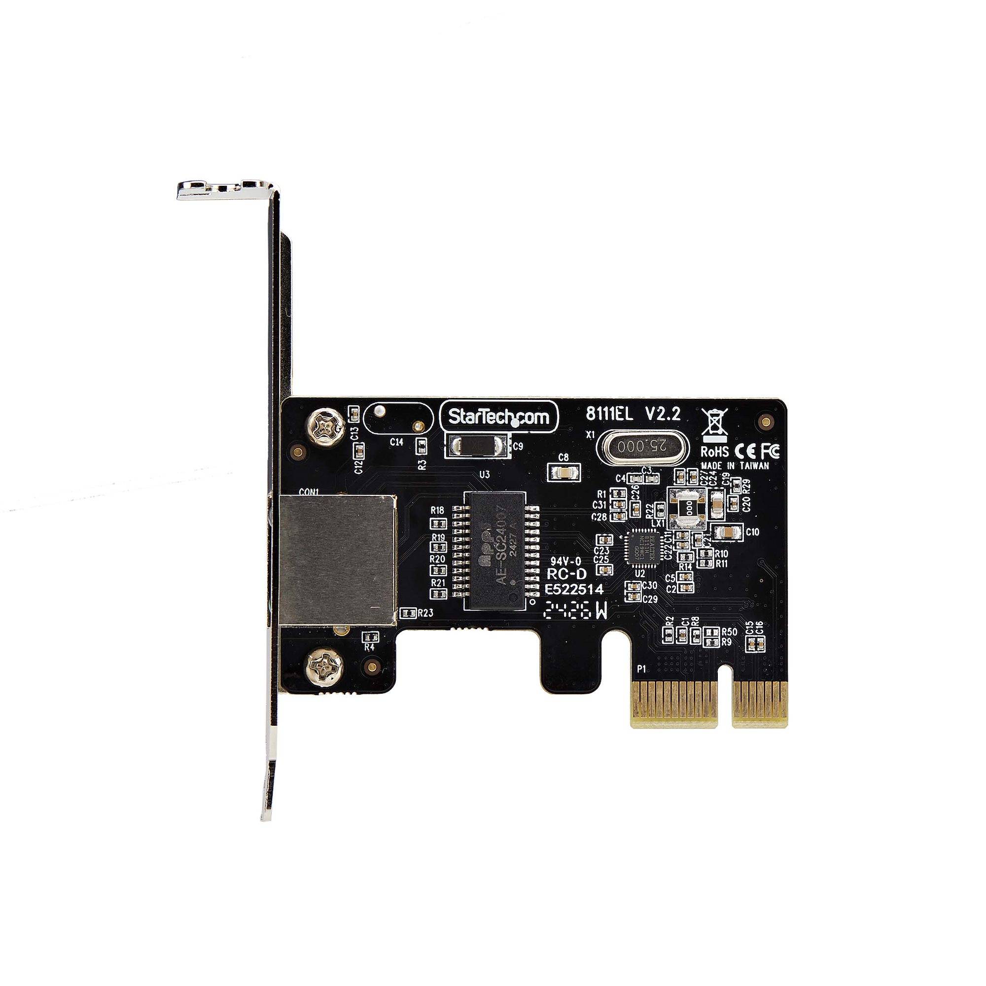 StarTech.com 1-Port Gigabit PCIe Ethernet Adapter Kaart, Low-Profile Netwerkkaart, 10/100/1000Mbps PCI Express NIC, Realtek RTL8111H, Windows en Linux, TAA