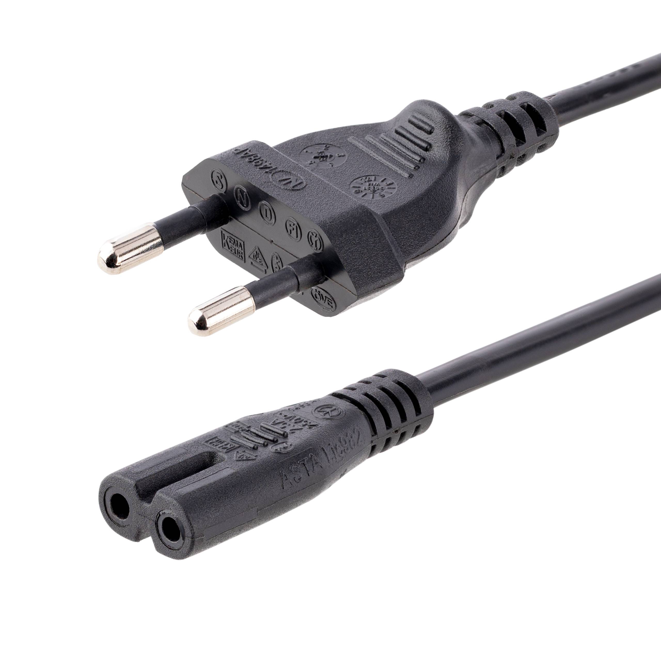 StarTech.com 1m Laptop Stroomkabel, EU Plug naar C7, 2.5A 250V, 18AWG, Laptop Vervangkabel, Printer Voedingskabel, Laptop Lader Kabel / Laadkabel, UL-Listed