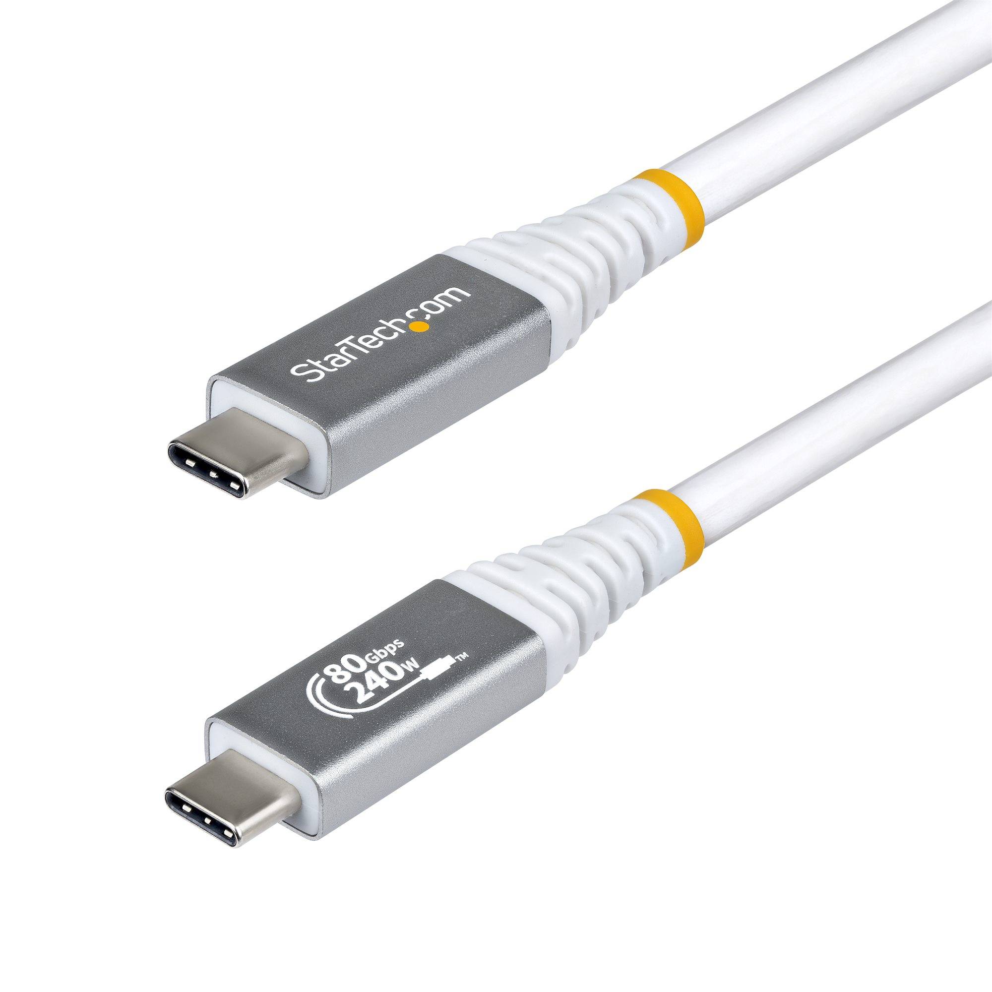 StarTech.com 1m USB4 Kabel, 80Gbps, USB-IF Gecertificeerde USB-C Kabel, 240W PD, 8K 120Hz/4K 240Hz DP2.1 DP80, Thunderbolt 4 Compatibel, Wit