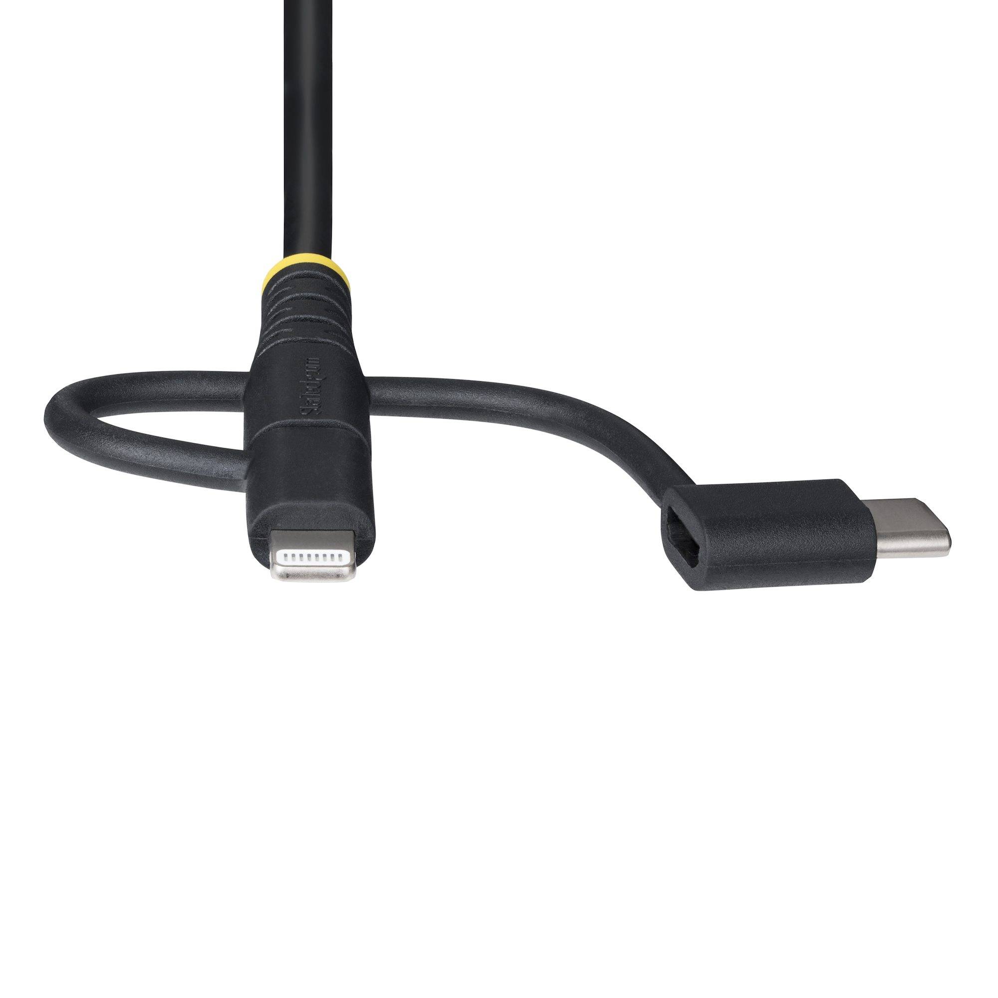 StarTech.com 1m Robuuste USB Multi Oplaadkabel, USB naar Lightning/Micro-USB/Type-C, Apple MFi Gecertificeerd, Aramide Mantel, Universele 3-in-1 USB Laadkabel voor iPhone/iPad/Android