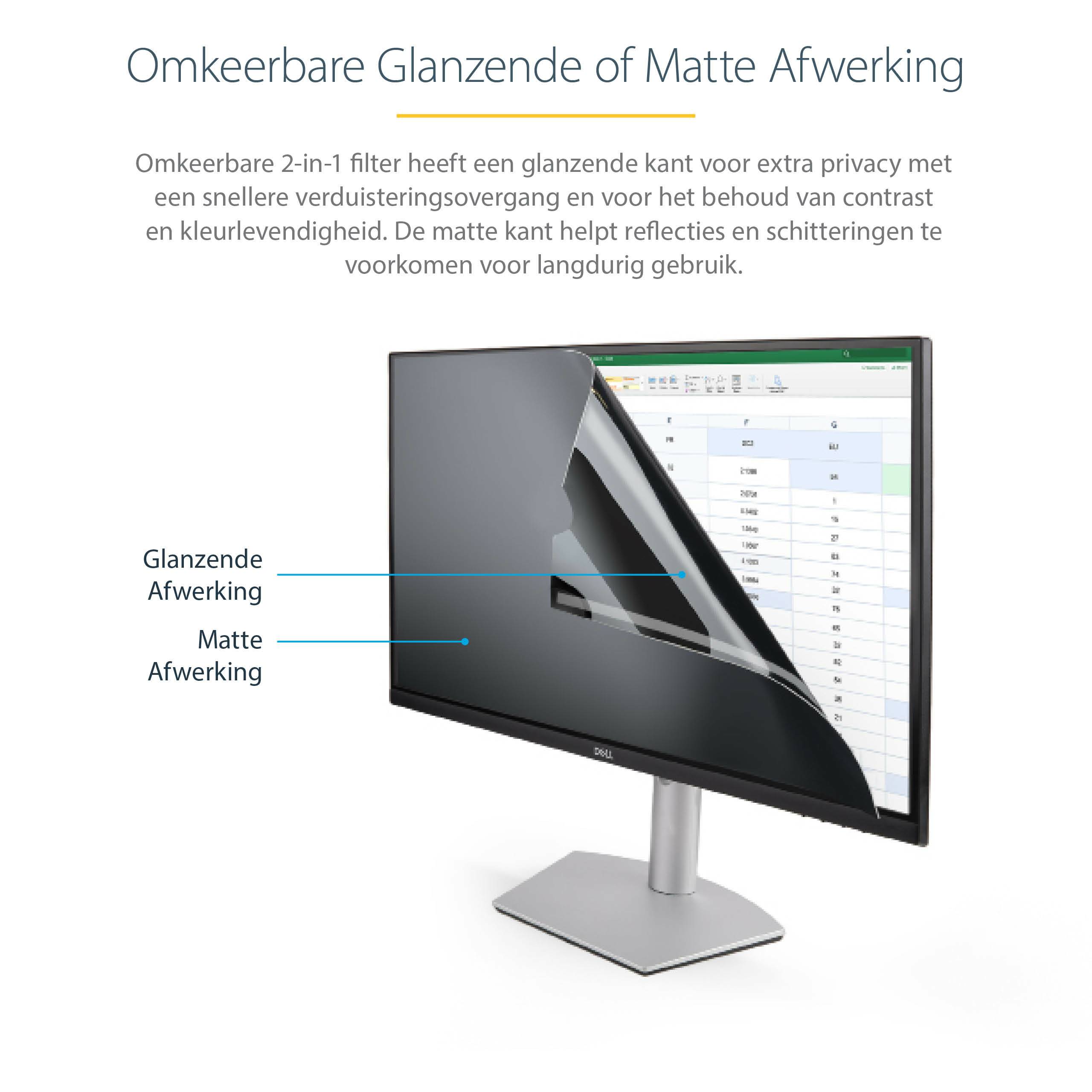 StarTech.com Monitor Privacy Filter voor 23,8" PC Scherm - Privacy Film voor Computerscherm - Schermbeveiliger met +/- 30° Kijkhoek en Reductie Blauw Licht - 16:9 Widescreen - Mat/Glanzend