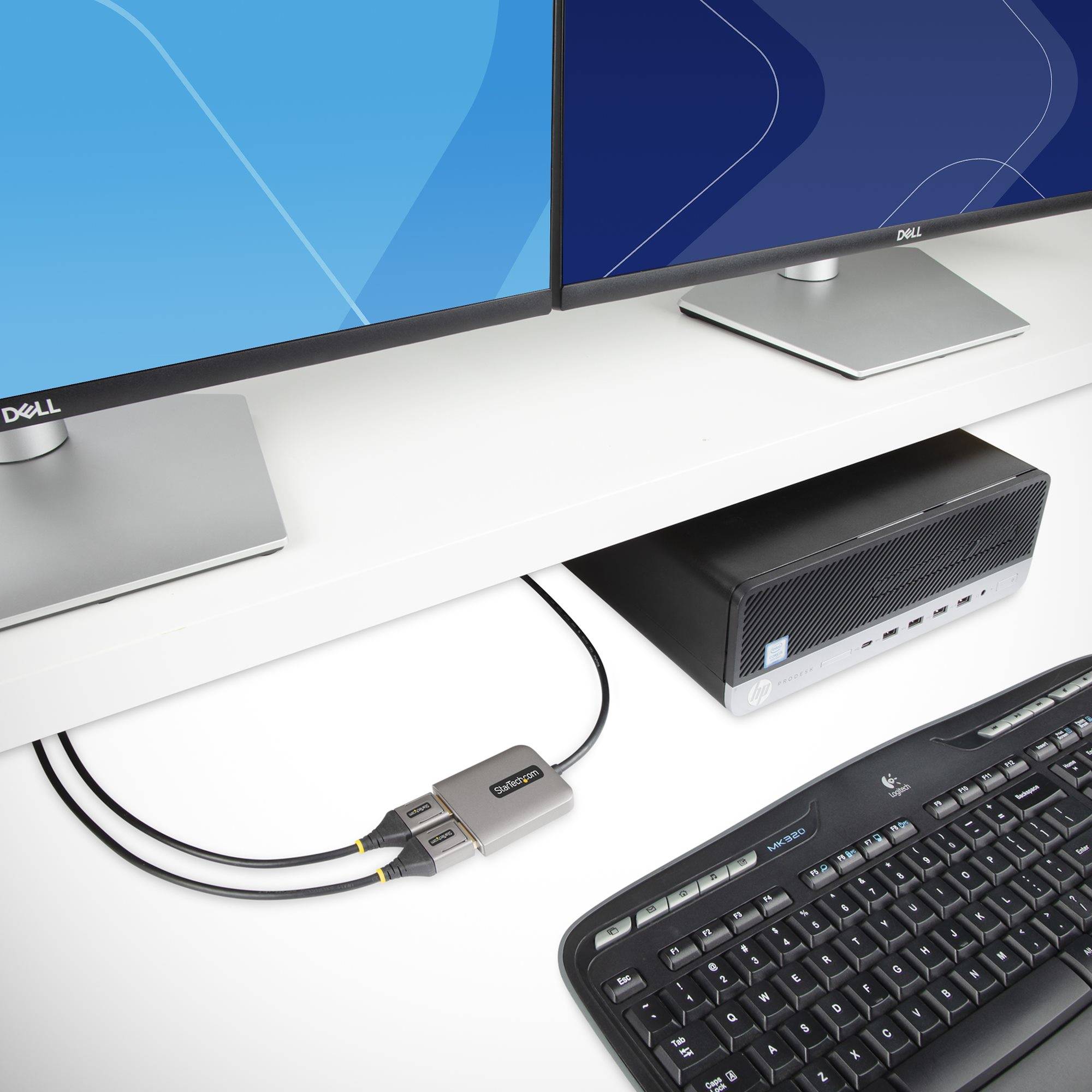 StarTech.com Dual-Monitor DisplayPort 1.4 Splitter, DisplayPort naar 2x DP Multi-Monitor Adapter, Dual 5K 60Hz Computer MST Hub, Extra-Lange Vaste Kabel - Enkel Windows