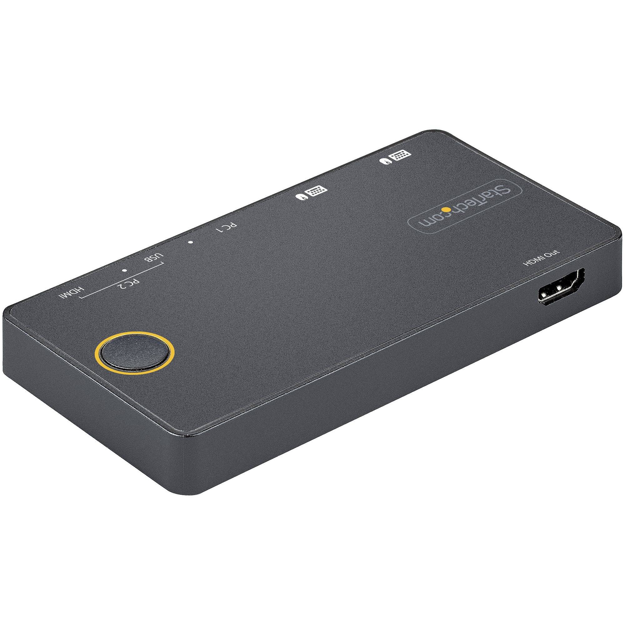StarTech.com 2 Port Hybride USB-A + HDMI & USB-C KVM Switch - Enkele 4K 60Hz HDMI 2.0 Monitor - Compacte Desktop en/of Laptop HDMI KVM Switch - USB Bus Powered - Thunderbolt 3 Compatibel