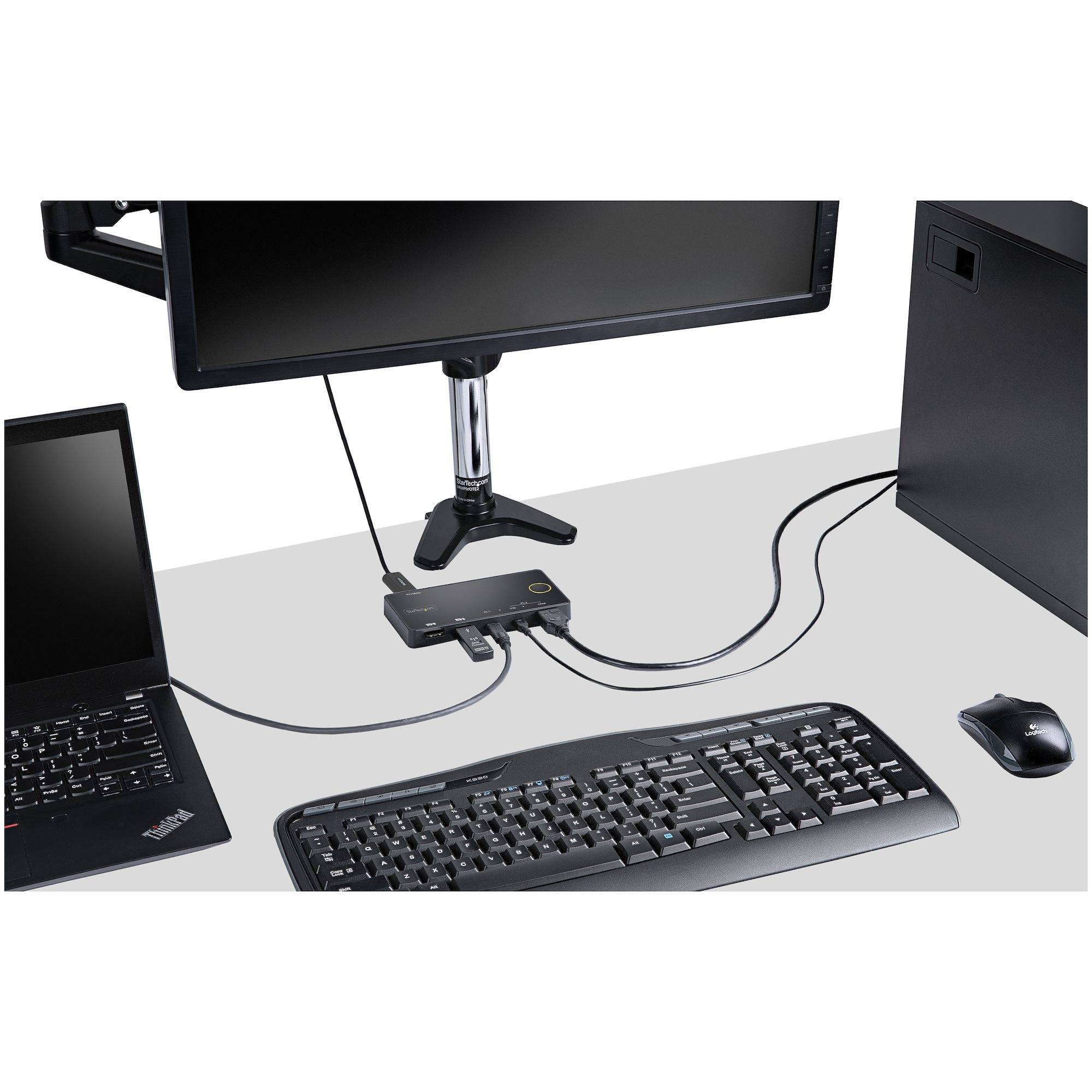 StarTech.com 2 Port Hybride USB-A + HDMI & USB-C KVM Switch - Enkele 4K 60Hz HDMI 2.0 Monitor - Compacte Desktop en/of Laptop HDMI KVM Switch - USB Bus Powered - Thunderbolt 3 Compatibel