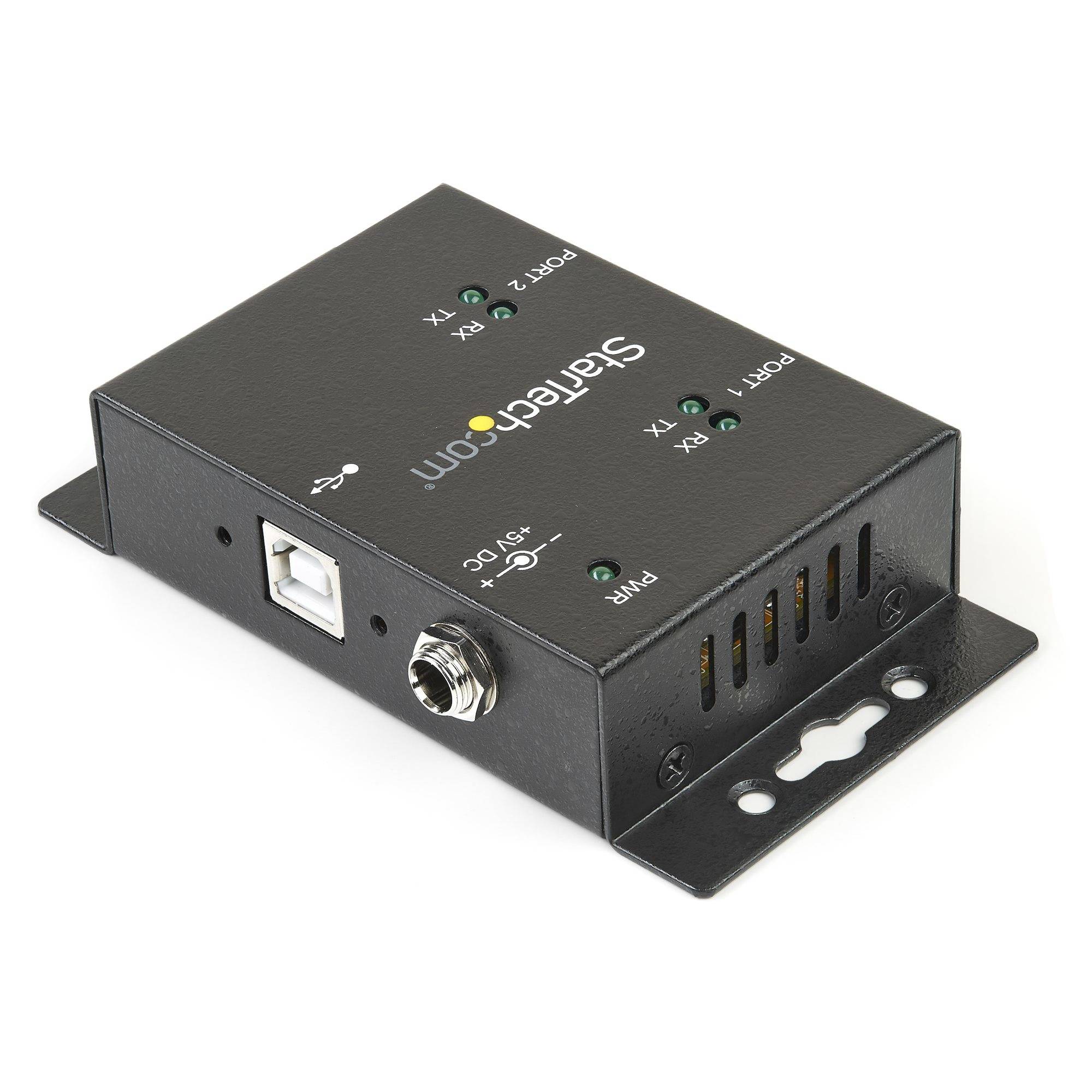 StarTech.com 2-poort Industriële USB naar Seriële Adapter Hub Wandmontage met DIN-Rail Clips