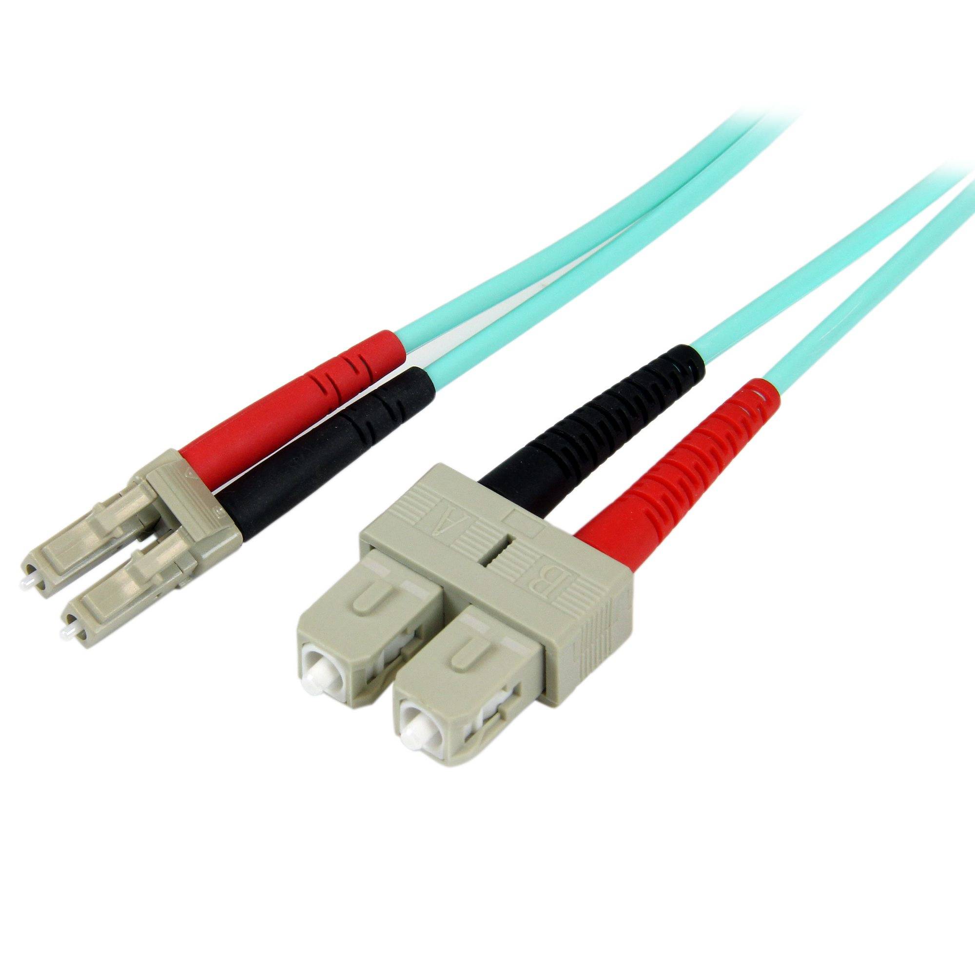 StarTech.com 2m LC/UPC naar SC/UPC OM3 Multimode Glasvezel Netwerkkabel, Full Duplex 50/125µm Zipcord Fiber, 100G Netwerken, LOMMF/VCSEL, <0.3dB Low Insertion Loss, LSZH Fiber Optic Patch Kabel