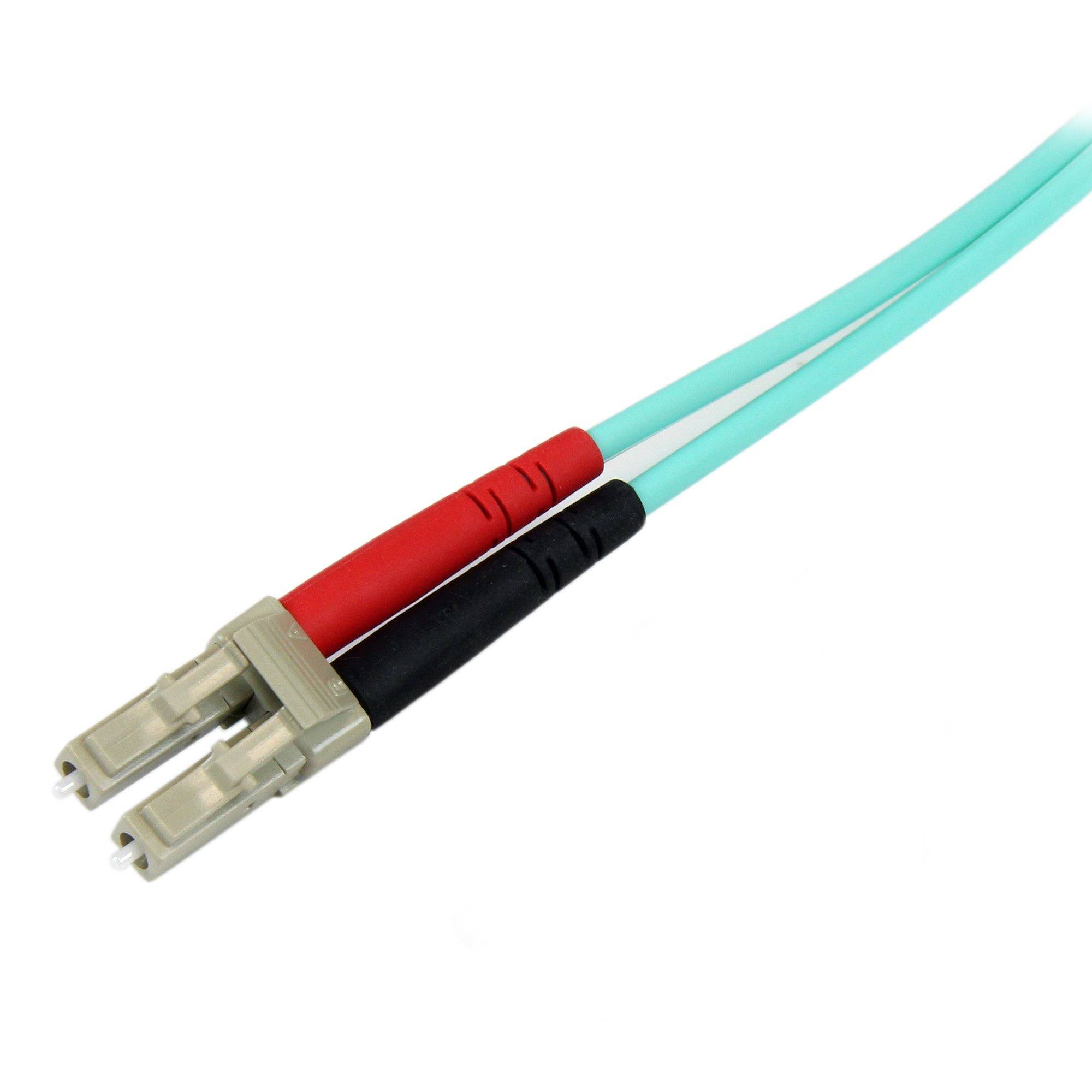 StarTech.com 2m LC/UPC naar SC/UPC OM3 Multimode Glasvezel Netwerkkabel, Full Duplex 50/125µm Zipcord Fiber, 100G Netwerken, LOMMF/VCSEL, <0.3dB Low Insertion Loss, LSZH Fiber Optic Patch Kabel
