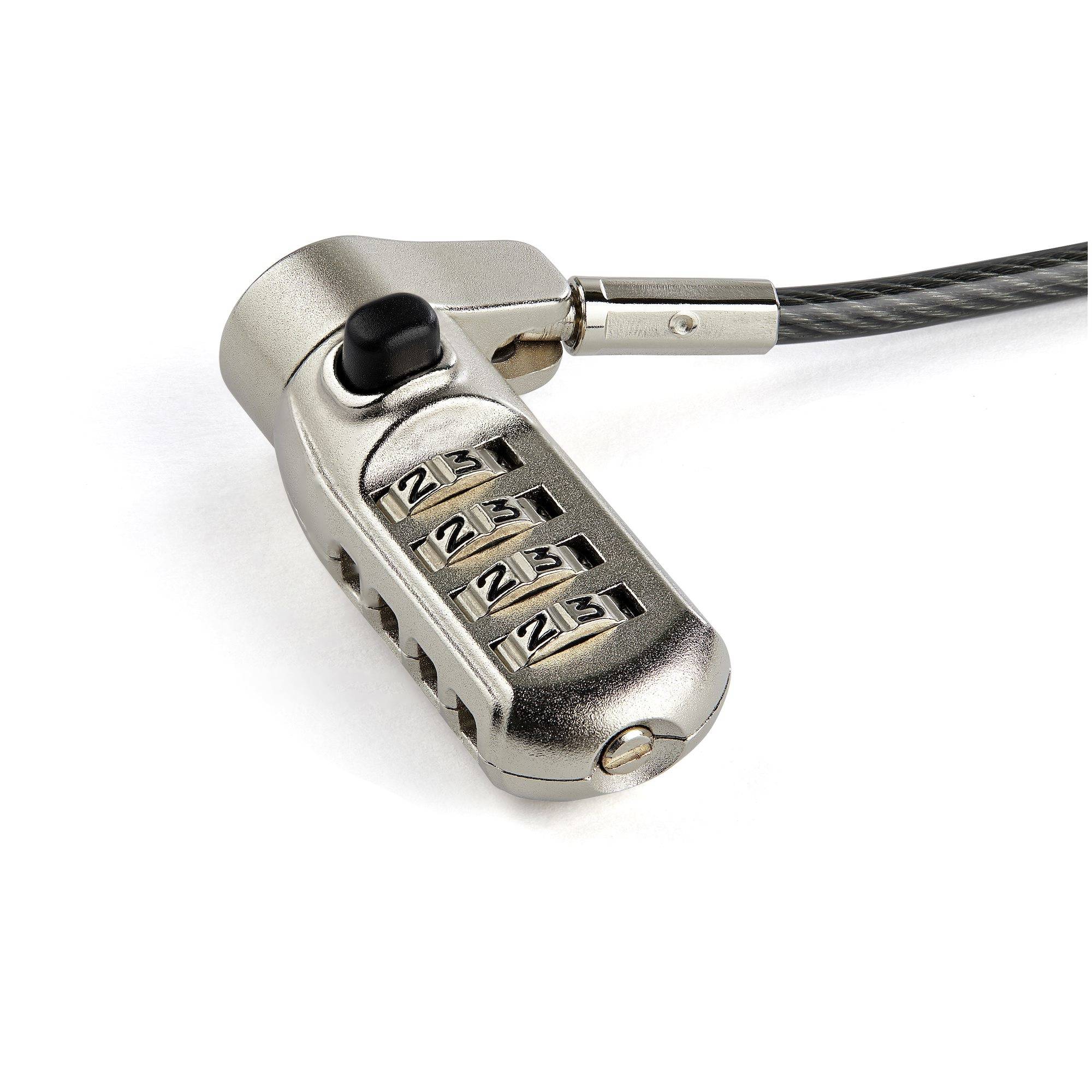 StarTech.com 2m Universeel Laptop Kabelslot met 4-cijfer Combinatieslot 3-in-1 Security Lock voor apparaten met K-Slot, Nano K-Slot of Noble Wedge Slot Anti-Diefstal Stalen Kabel