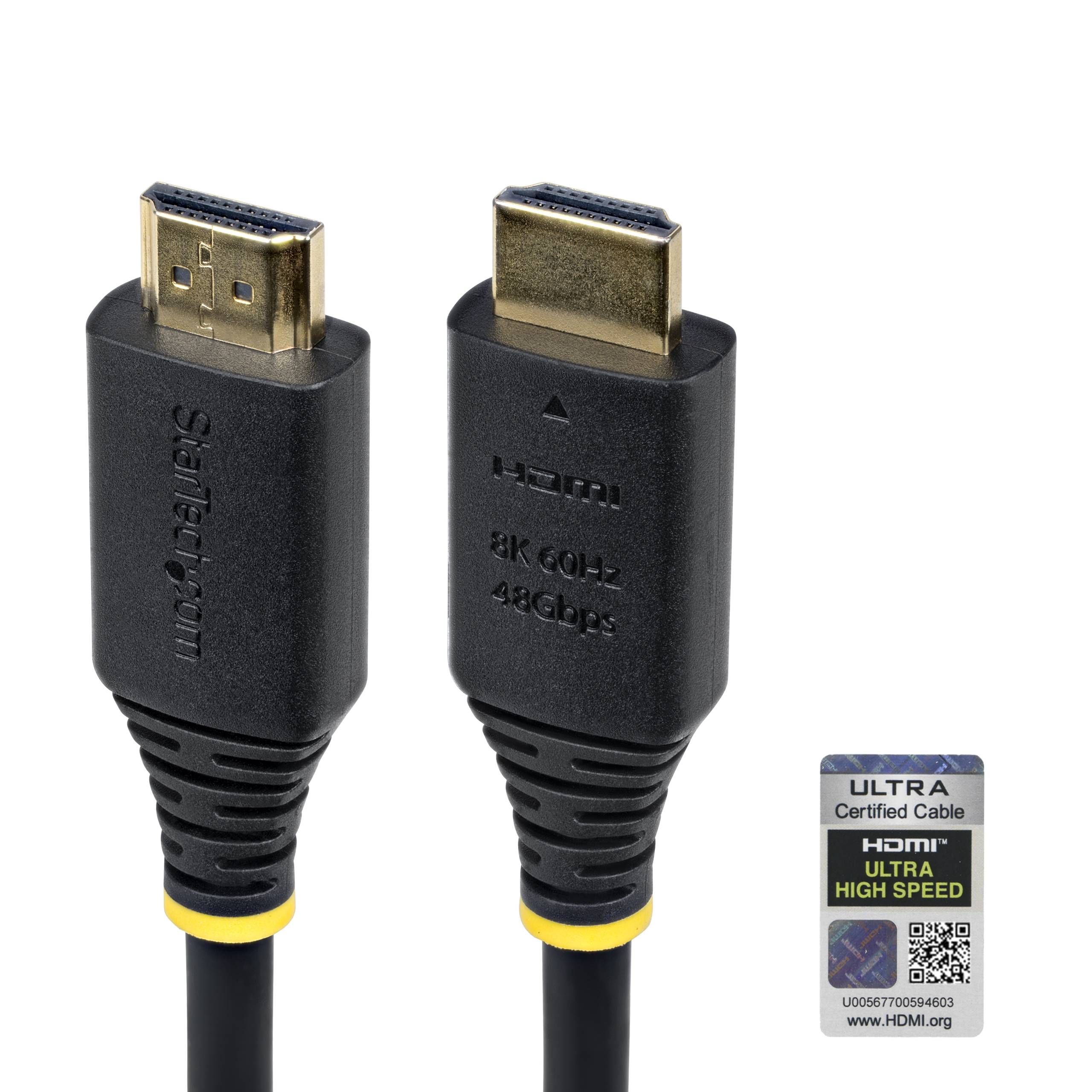 StarTech.com 2m Gecertificeerde Ultra High Speed HDMI Kabel, 8K 60Hz/4K 120Hz, HDMI 2.1 Kabel met HDR10+ / eARC, 48Gbps, 8K HDMI Kabel voor Monitor/TV/Scherm