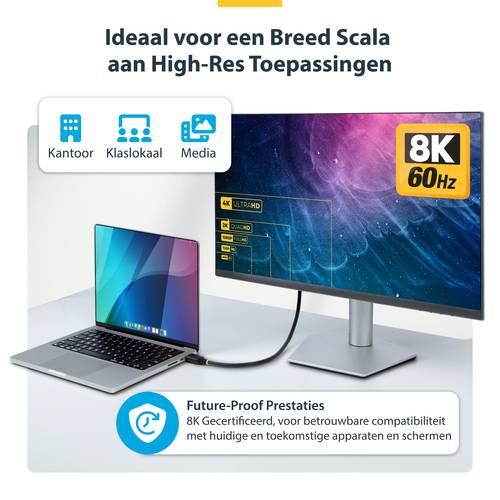StarTech.com 2m Gecertificeerde Ultra High Speed HDMI Kabel, 8K 60Hz/4K 120Hz, HDMI 2.1 Kabel met HDR10+ / eARC, 48Gbps, 8K HDMI Kabel voor Monitor/TV/Scherm