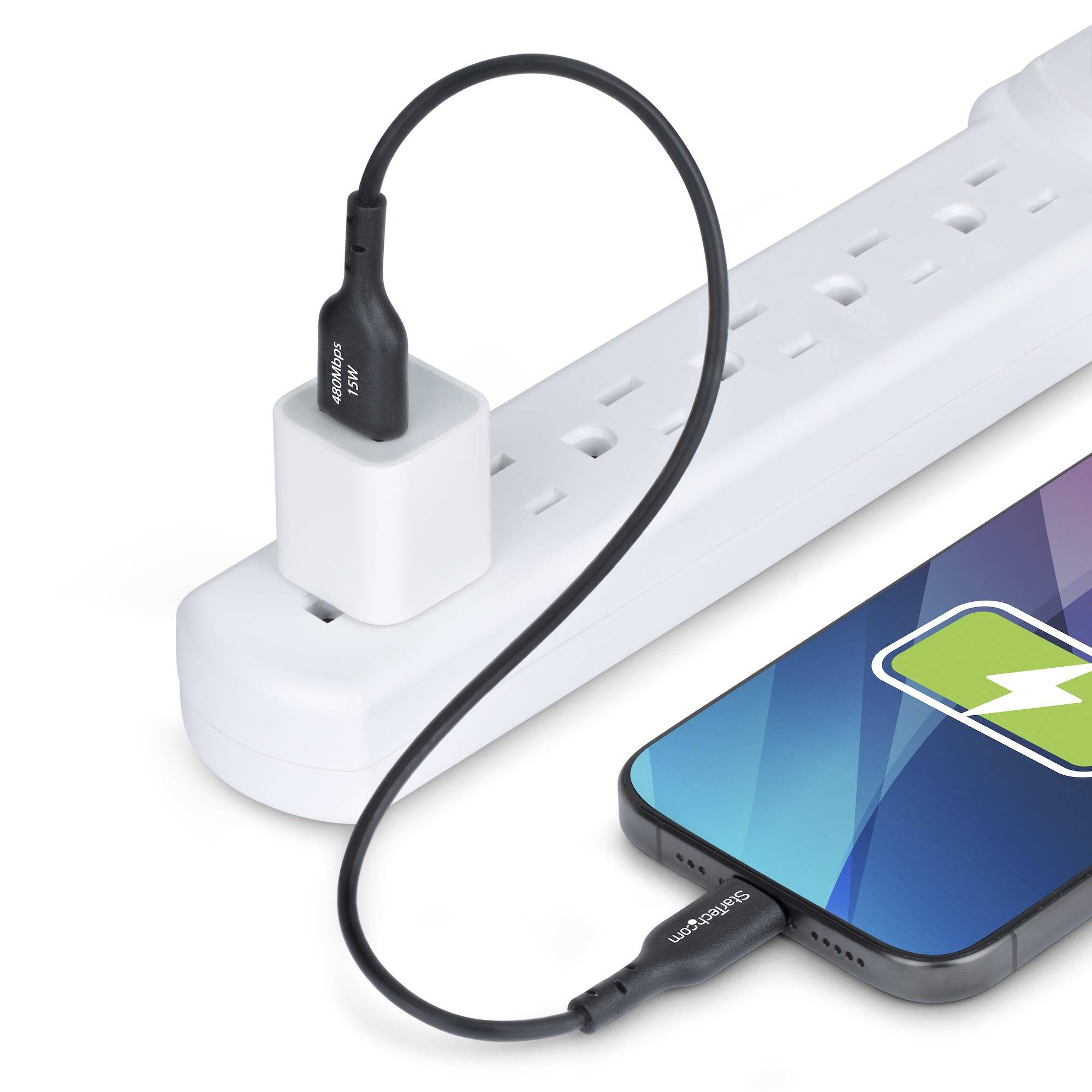 StarTech.com 30cm USB-A naar USB-C Laadkabel, USB-A naar USB Type-C Oplaadkabel, Opladen & Synchroniseren, Fast Charge 3A, USB 2.0 Datakabel, TPE Mantel, Zwart