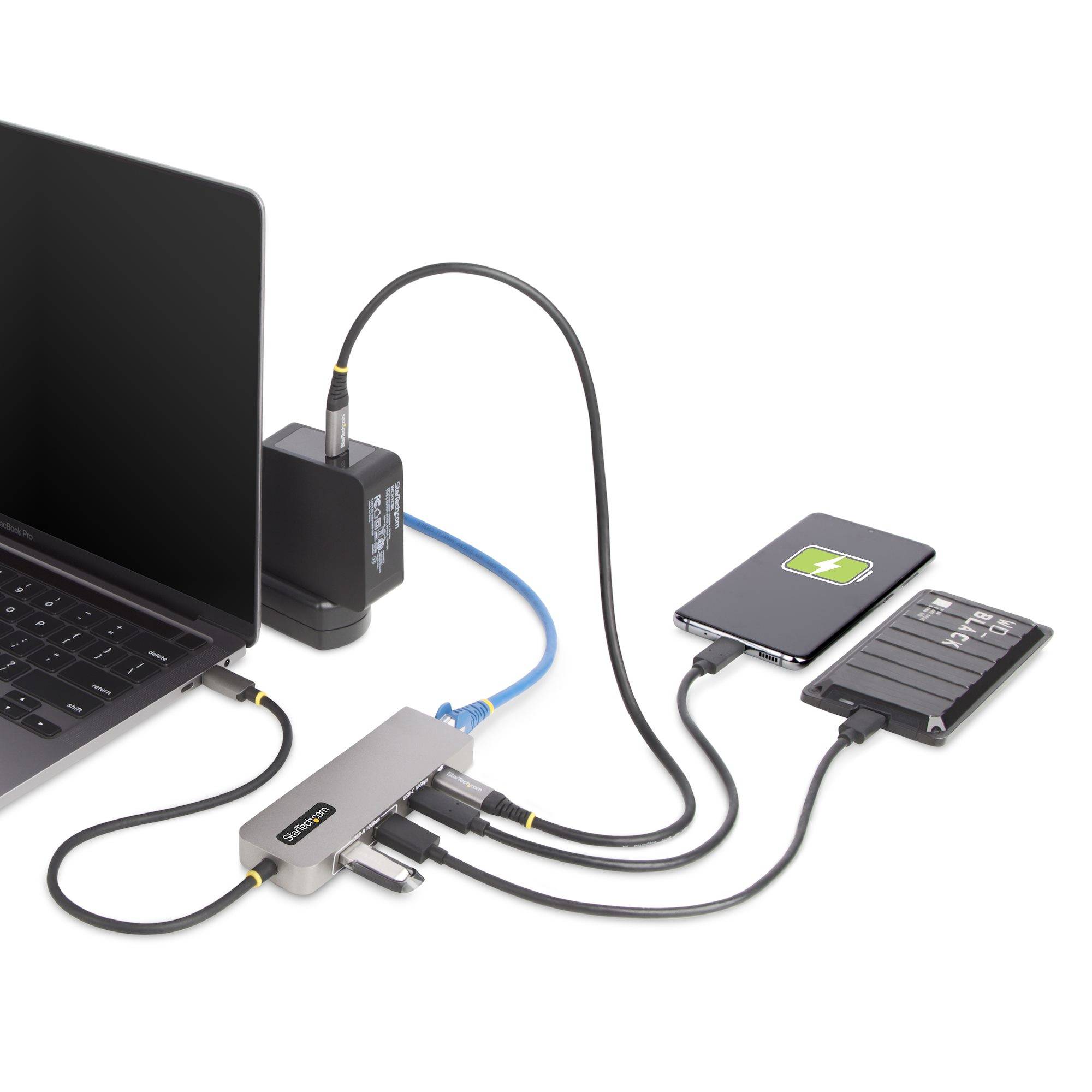 StarTech.com 3-Port USB-C Hub met 2.5 Gbps Ethernet en 100W Power Delivery Pass-Through Poort, USB 3.2 10Gbps, 2x USB-A/1x USB-C, Compacte USB Type-C Adapter Hub