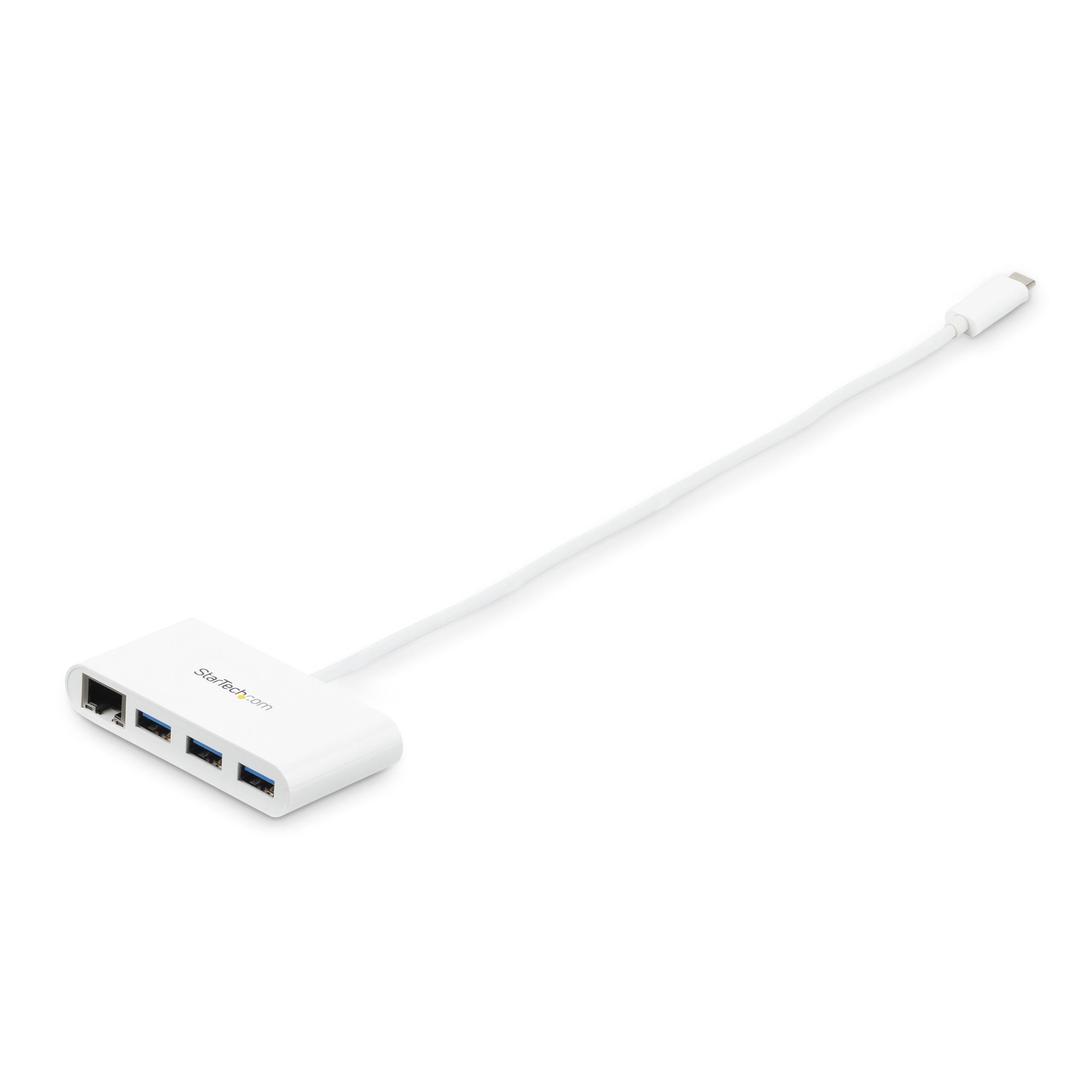 StarTech.com 3-poorts USB 3.0 Hub met Gigabit Ethernet - 5Gbps - USB-C - wit
