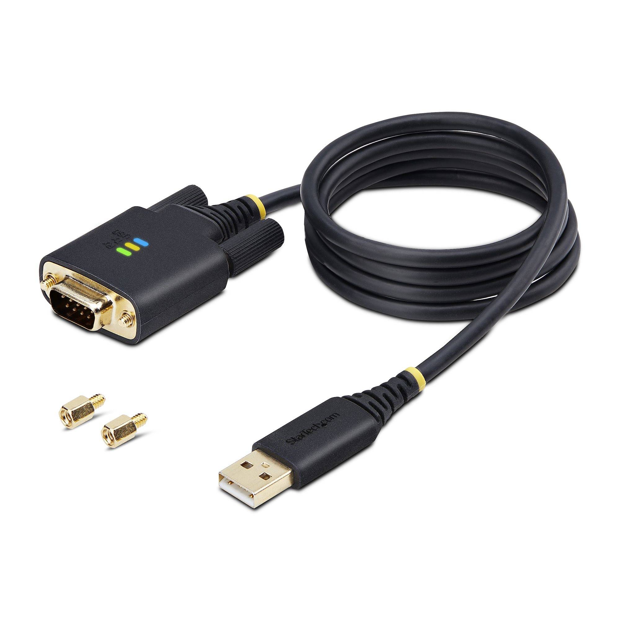 StarTech.com 1m USB naar Seriëel Adapter Kabel, COM Retention, Verwisselbare Schroeven/Moeren, USB-A naar RS232 DB9 Converter, FTDI IC, ESD Bescherming, Windows/macOS/Linux