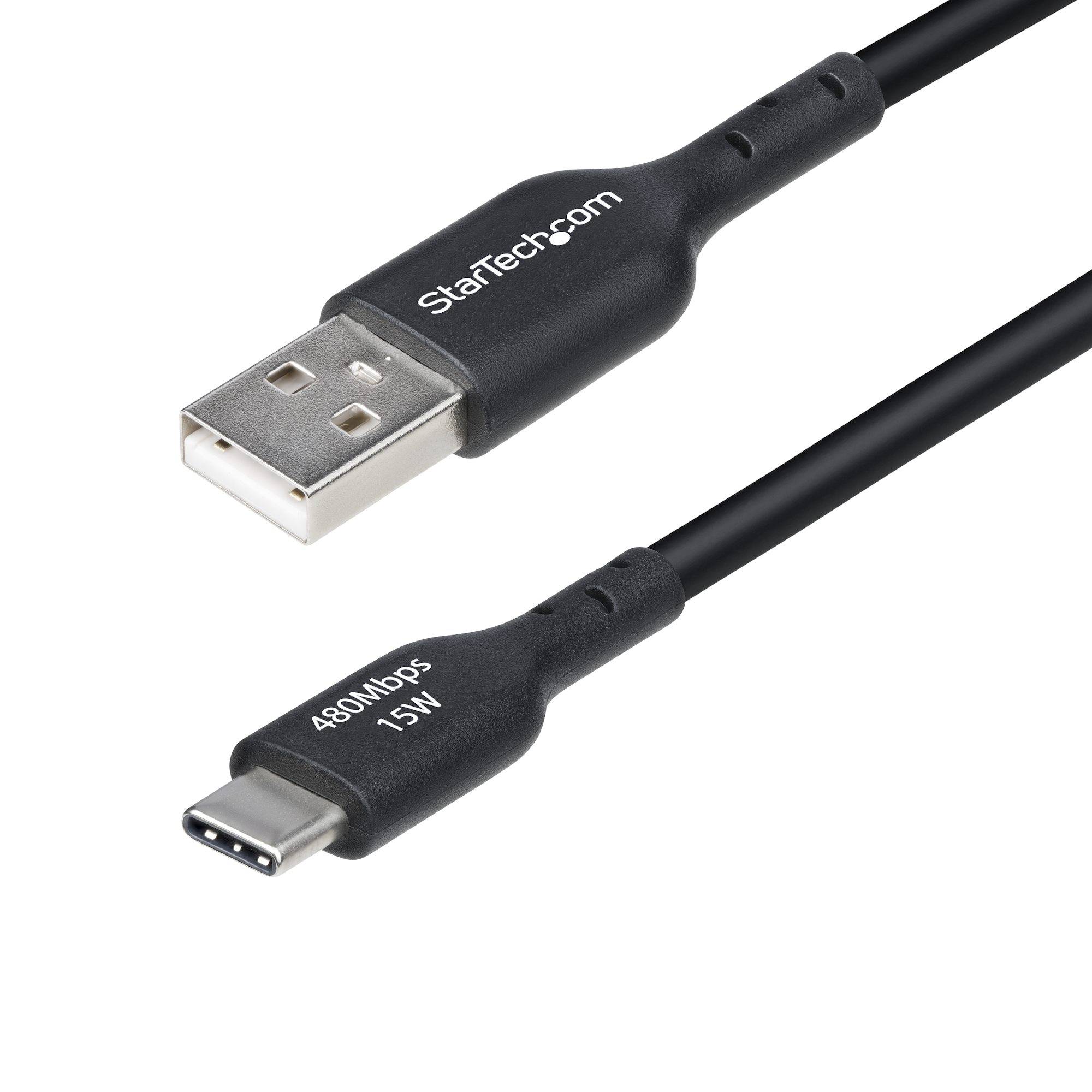 StarTech.com 3m USB-A naar USB-C Laadkabel, USB-A naar USB Type-C Oplaadkabel, Opladen & Synchroniseren, Fast Charge 3A, USB 2.0 Data Transfer Kabel, TPE Mantel, Zwart