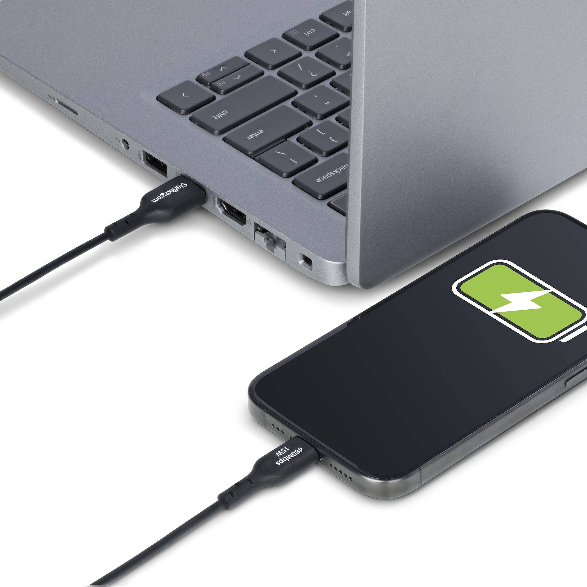 StarTech.com 3m USB-A naar USB-C Laadkabel, USB-A naar USB Type-C Oplaadkabel, Opladen & Synchroniseren, Fast Charge 3A, USB 2.0 Data Transfer Kabel, TPE Mantel, Zwart