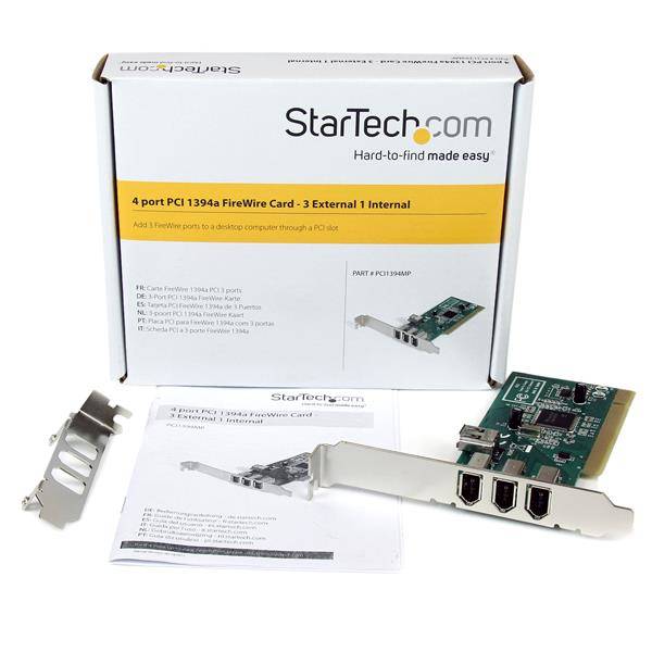 StarTech.com 4-poort PCI 1394a FireWire Adapter Kaart 3 Extern 1 Intern
