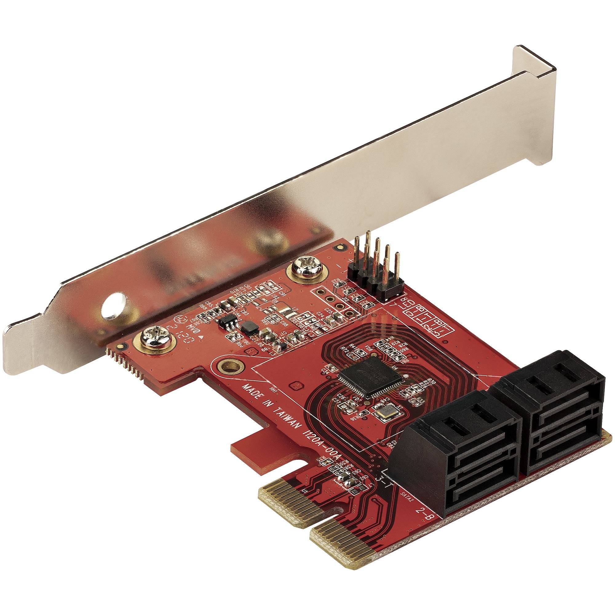 StarTech.com 4 Port SATA PCIe Kaart, PCI Express SATA Uitbreidingskaart, 6Gbps, Low/Full Profile, Stacked SATA Connectors, ASM1164 Non-Raid, PCI Express naar SATA Converter/Adapter