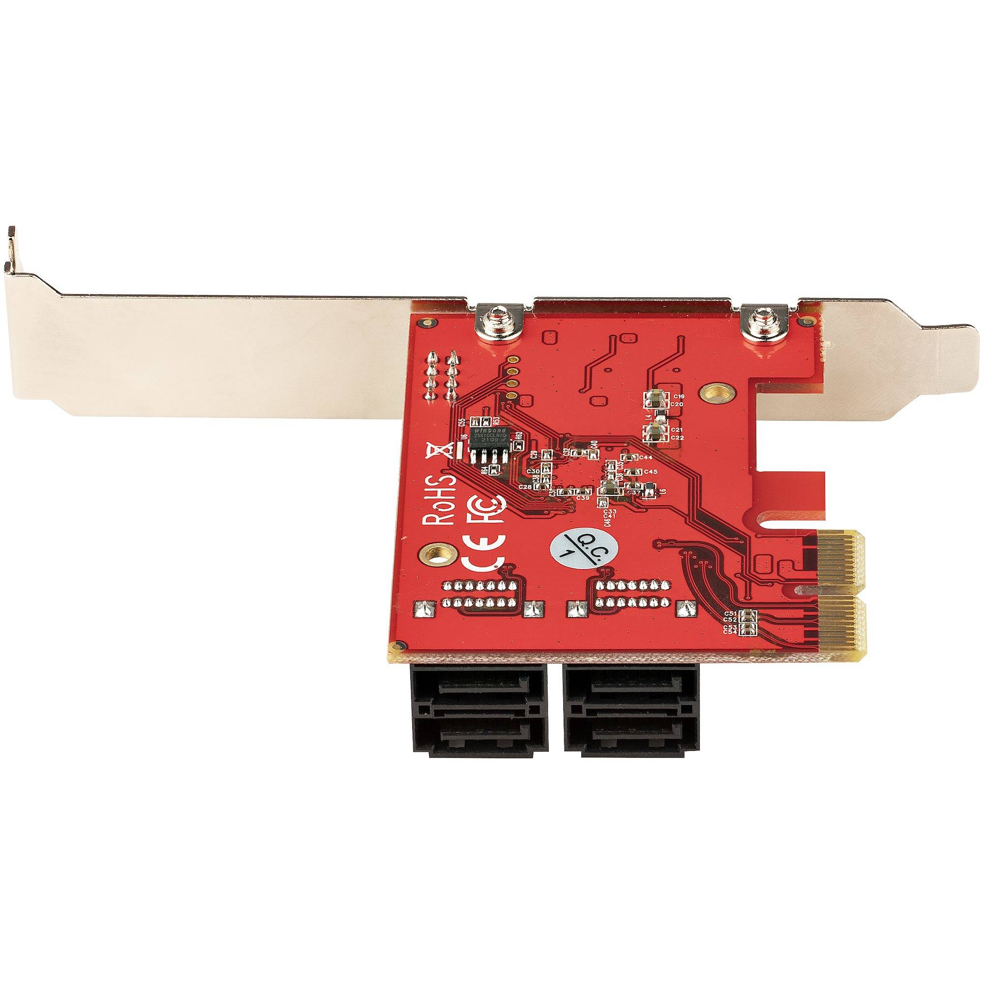 StarTech.com 4 Port SATA PCIe Kaart, PCI Express SATA Uitbreidingskaart, 6Gbps, Low/Full Profile, Stacked SATA Connectors, ASM1164 Non-Raid, PCI Express naar SATA Converter/Adapter