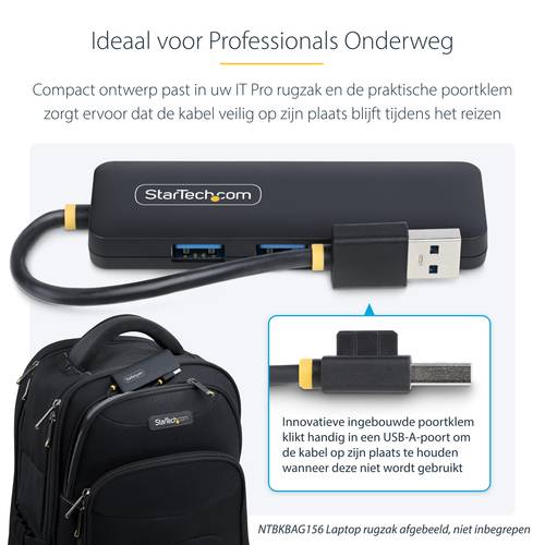StarTech.com 4-Port USB-A Hub, 5Gbps, Bus Powered, Compacte Travel Mini USB Hub, Multi-Port USB 3.0 Splitter, Draagbare USB Hub, Overspanningsbeveiliging (OCP)