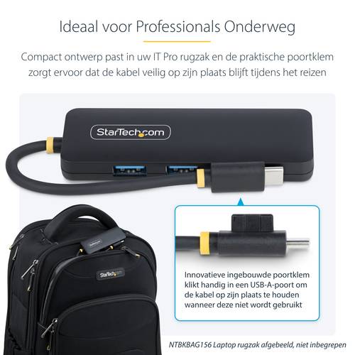 StarTech.com 4-Port USB-C Hub, 5Gbps, USB-C naar 4x USB-A, Bus Powered, Compacte Travel Mini USB Hub, Multi-Port USB 3.0 Splitter, Draagbare USB Hub, Overspanningsbeveiliging (OCP)