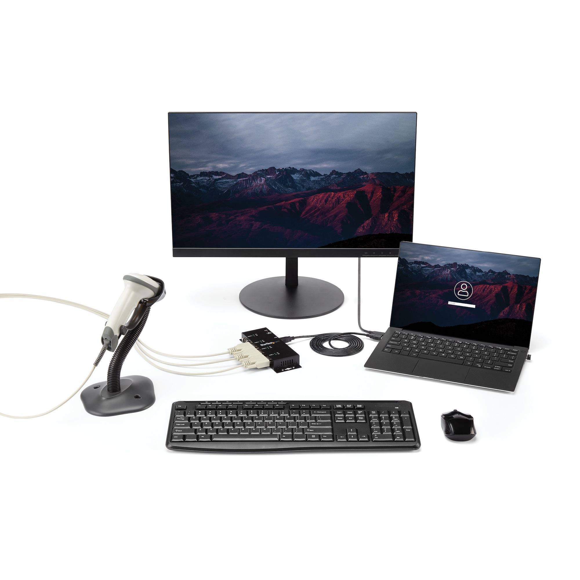 StarTech.com 4-poort USB naar DB9 RS232 Seriële Adapter Hub – Industrieel DIN-rail en Wandmontage