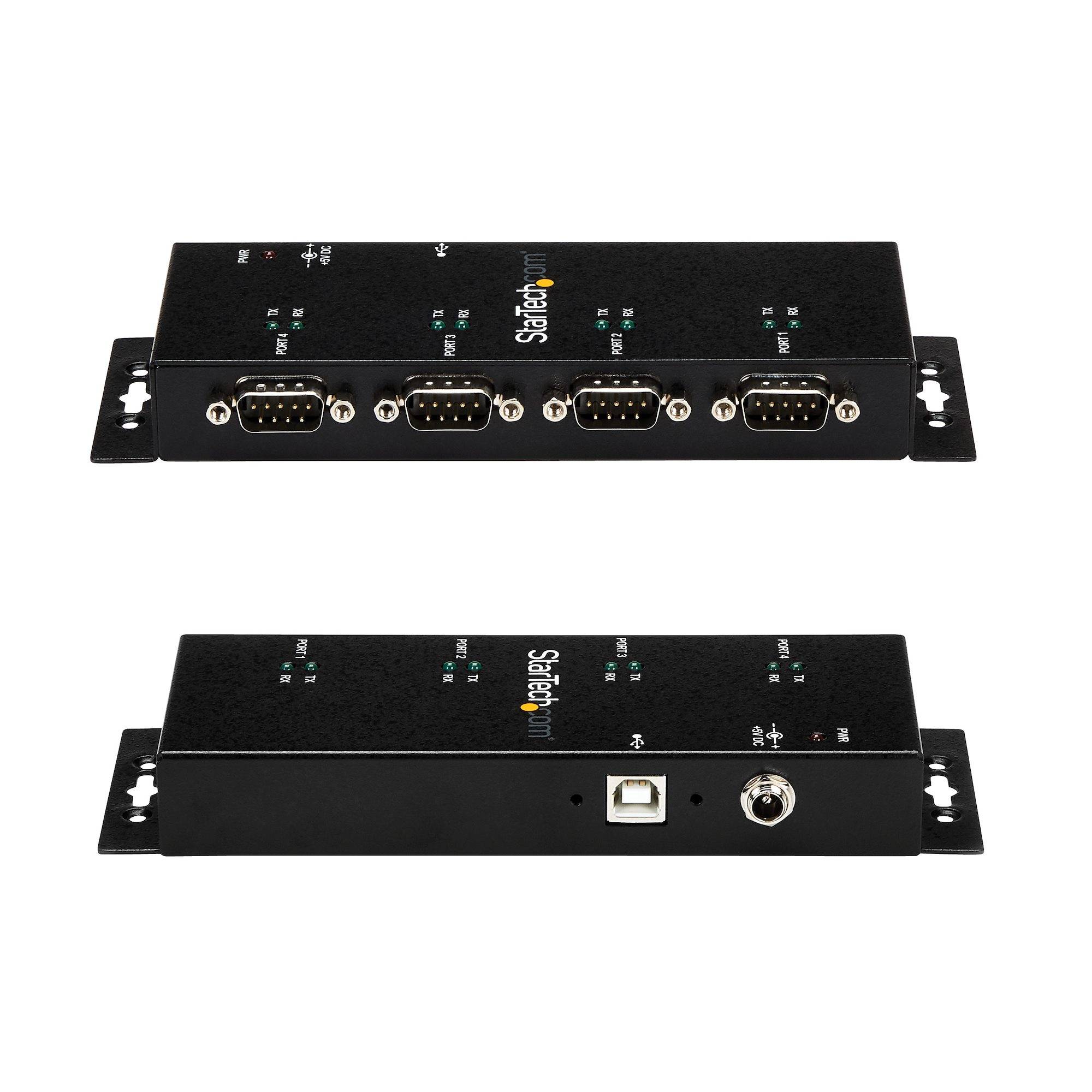 StarTech.com 4-poort USB naar DB9 RS232 Seriële Adapter Hub – Industrieel DIN-rail en Wandmontage
