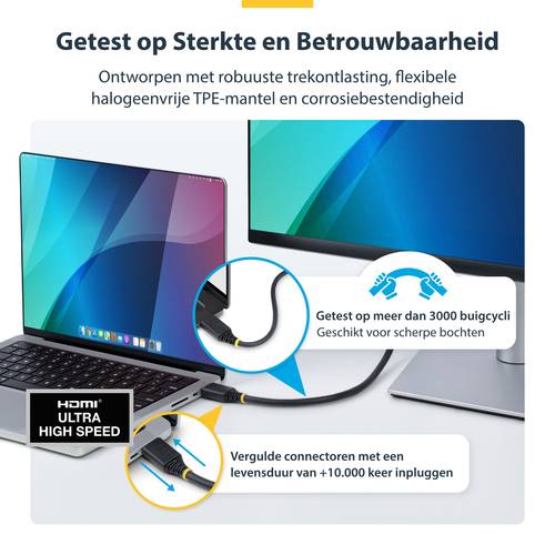 StarTech.com 50cm Gecertificeerde Ultra High Speed HDMI Kabel, 8K 60Hz/4K 120Hz, HDMI 2.1 Kabel met HDR10+ / eARC, 48Gbps, 8K HDMI Kabel voor Monitor/TV/Scherm