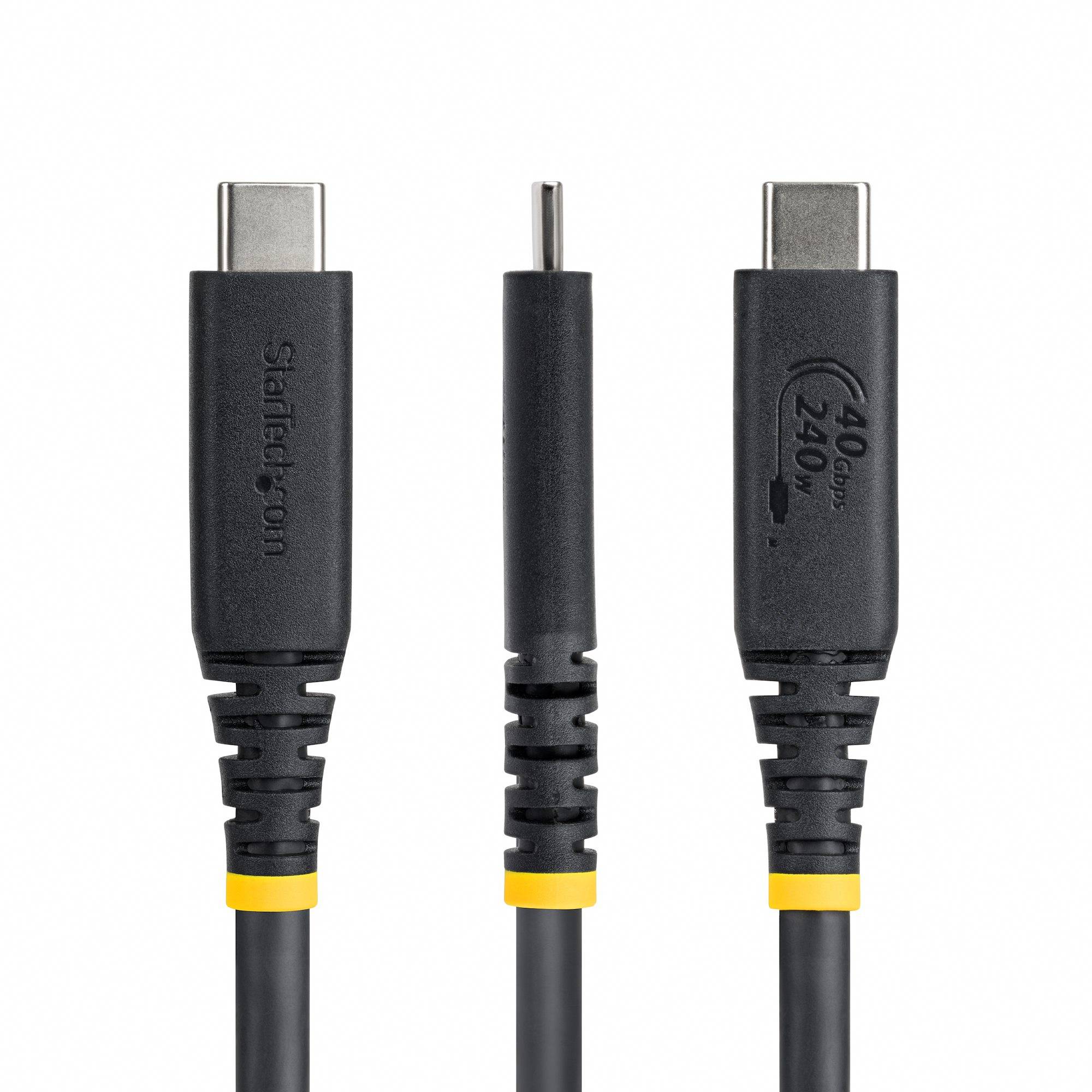 StarTech.com 50cm USB4 Kabel, 40Gbps, USB-IF Gecertificeerde USB-C Kabel, 240W PD, 8K 60Hz/4K 240Hz DP2.1 DP40, TPE Mantel, Thunderbolt 4 Compatibel, Zwart