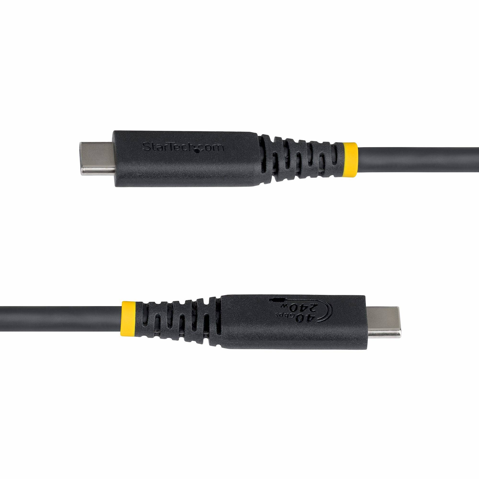StarTech.com 50cm USB4 Kabel, 40Gbps, USB-IF Gecertificeerde USB-C Kabel, 240W PD, 8K 60Hz/4K 240Hz DP2.1 DP40, TPE Mantel, Thunderbolt 4 Compatibel, Zwart