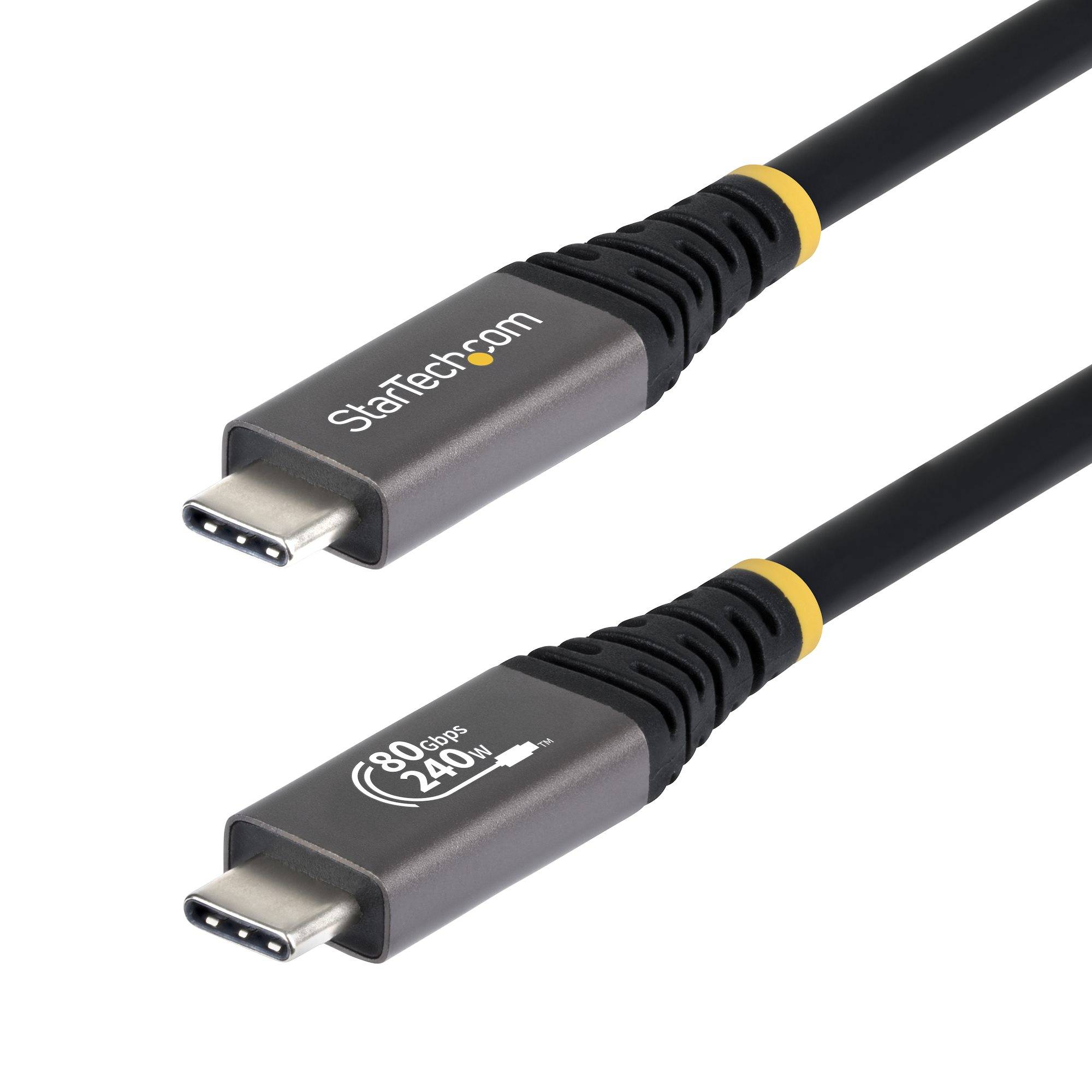StarTech.com 1,5m USB4 Kabel, 80Gbps, USB-IF Gecertificeerde USB-C Kabel, 240W PD, 8K 120Hz/4K 240Hz, DP2.1, DP80, Thunderbolt 4 Compatibel, USB Type-C Kabel