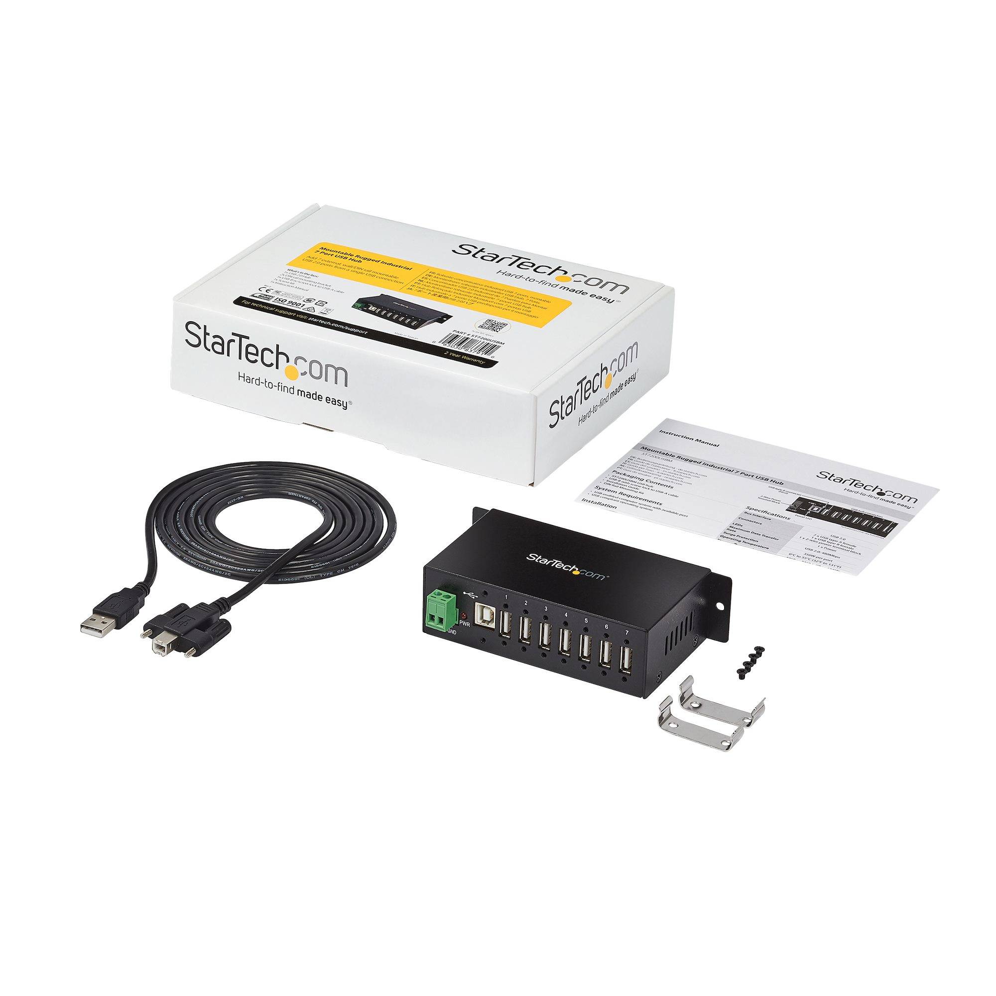 StarTech.com Monteerbare robuuste industriële 7-poort USB-hub