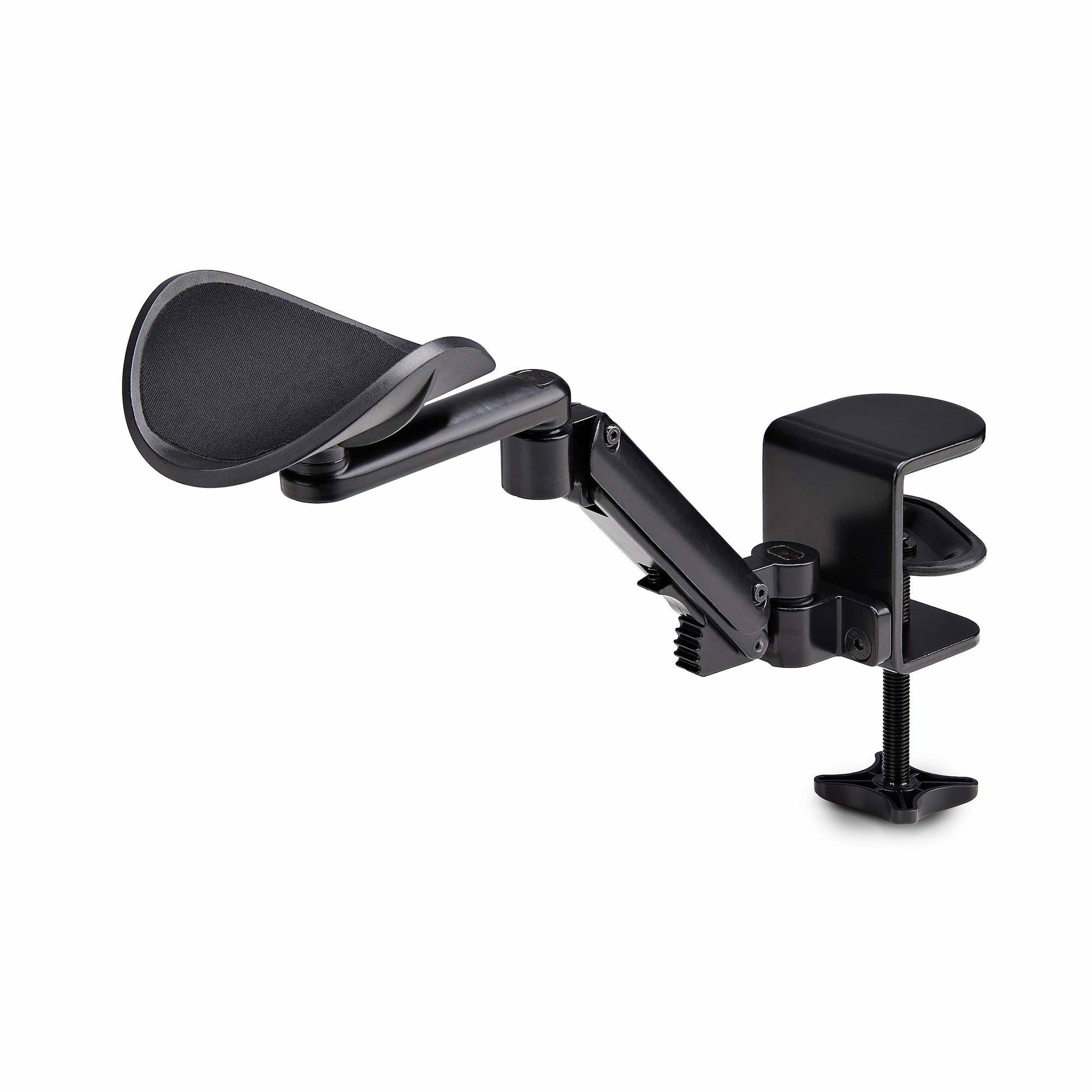 StarTech.com Verstelbare Armsteun voor Bureau, Ergonomische Arm/Elleboogsteun, 360-graden Rotatie, Kleminstallatie zonder Boren, Zwart