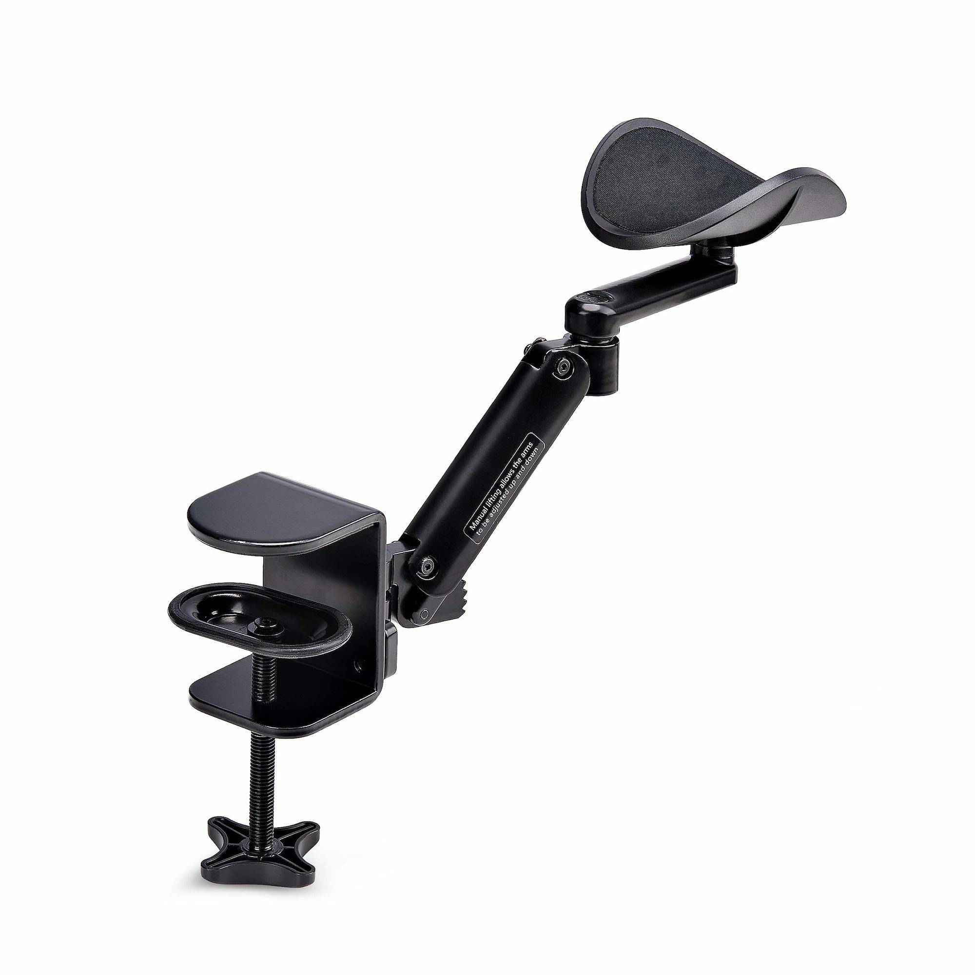StarTech.com Verstelbare Armsteun voor Bureau, Ergonomische Arm/Elleboogsteun, 360-graden Rotatie, Kleminstallatie zonder Boren, Zwart
