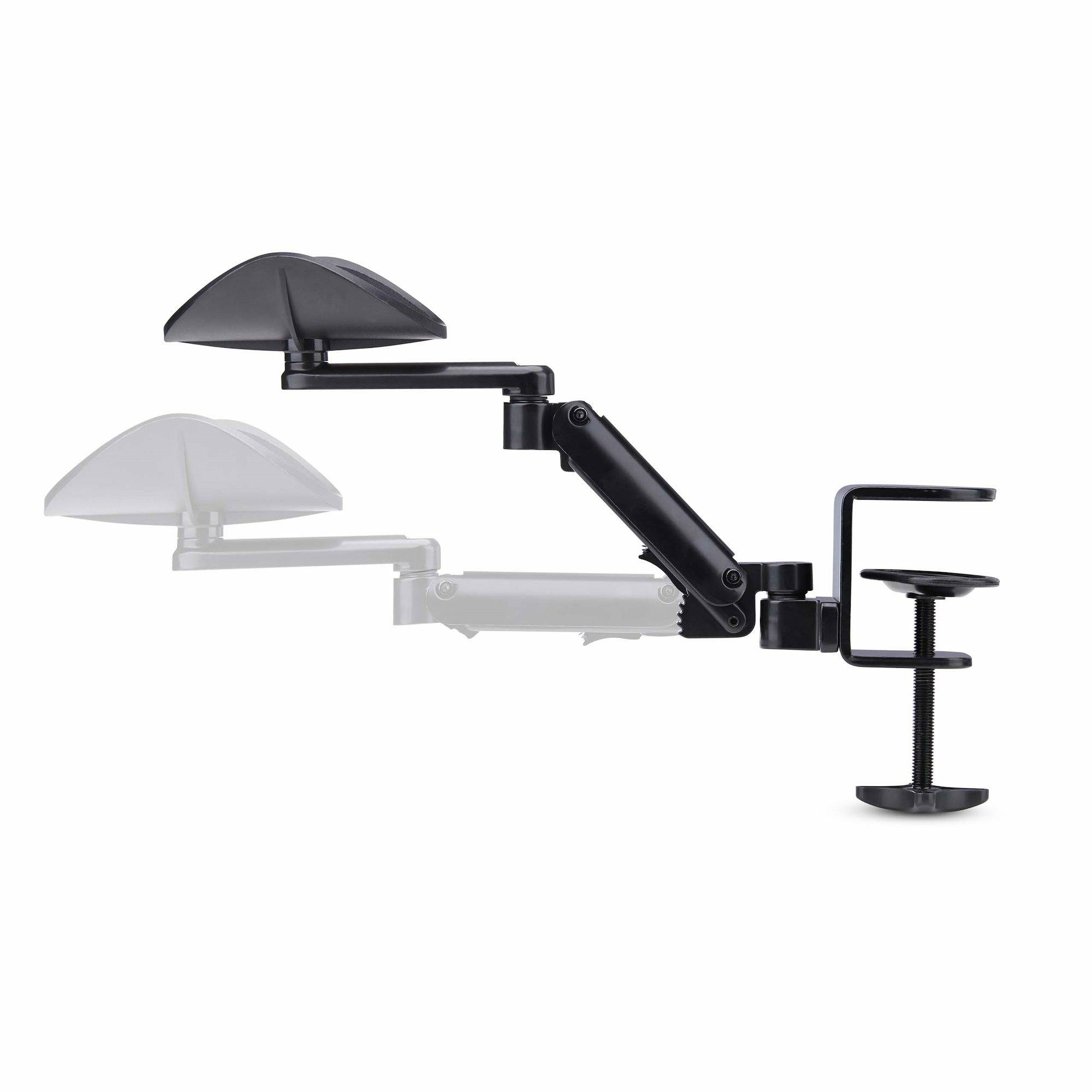 StarTech.com Verstelbare Armsteun voor Bureau, Ergonomische Arm/Elleboogsteun, 360-graden Rotatie, Kleminstallatie zonder Boren, Zwart
