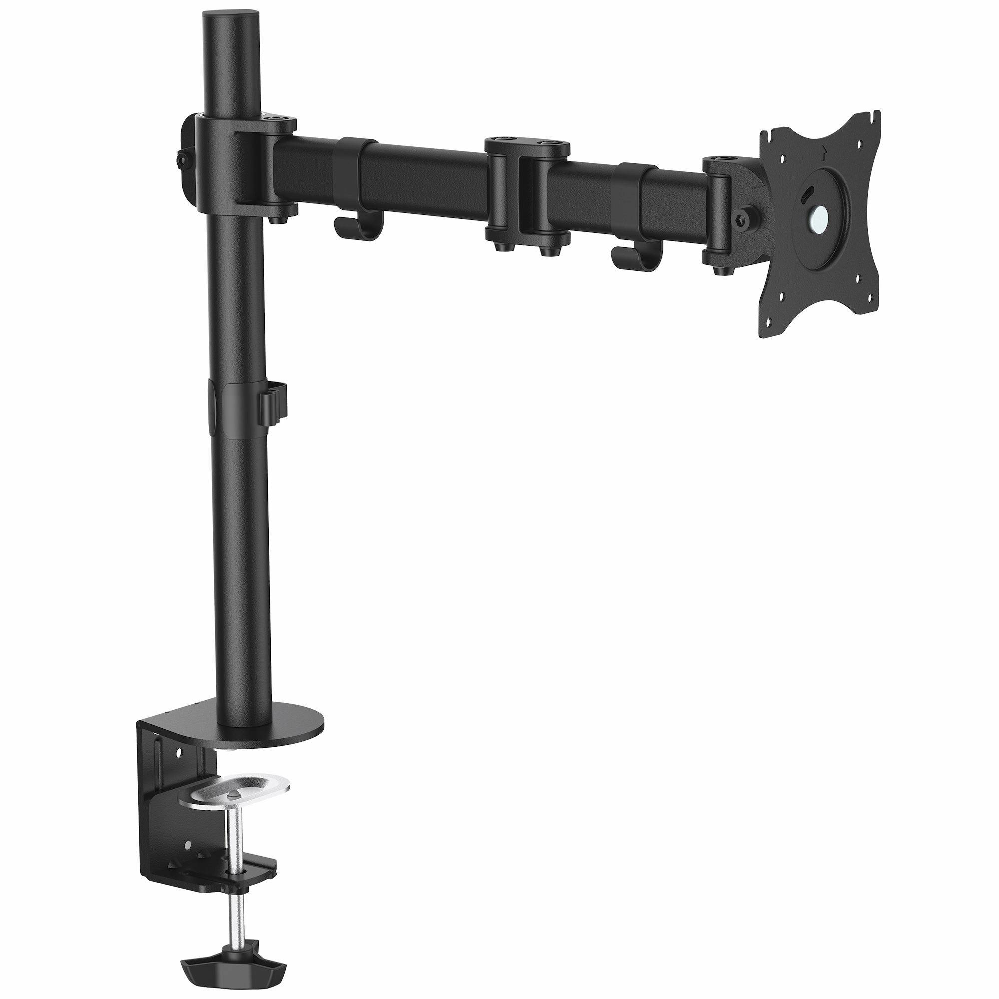 StarTech.com Monitor Arm voor VESA Scherm tot 34" (8kg), Scharnierende Monitorsteun met Verticale Arm voor Enkel Scherm, Verstelbare Hoogte, Ergonomische Monitor Beugel, Bureauklem/Doorvoortule