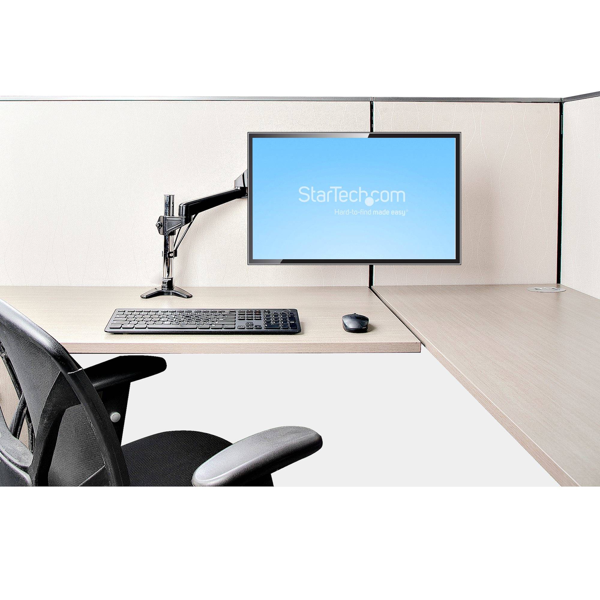 StarTech.com Bureau Monitor Arm voor Enkele VESA-display tot 32"of 49" Ultrawide 8kg, Full Motion en Verstelbare Hoogte, Bureauklem/Doorvoertule, Single Monitor Arm