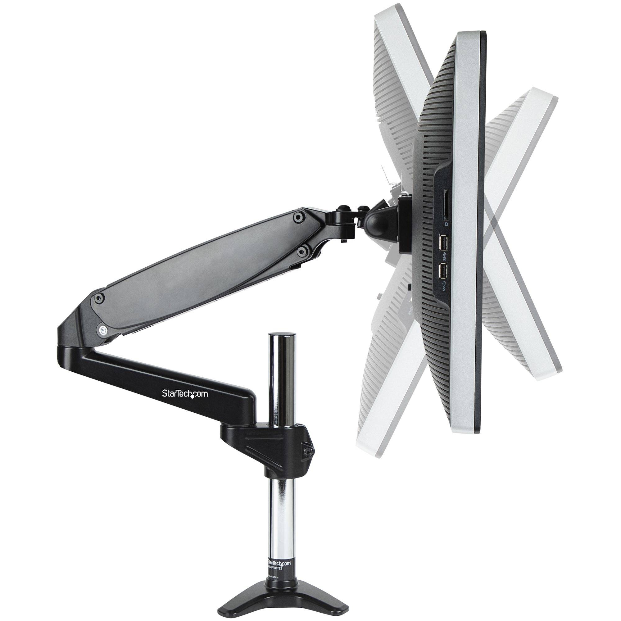 StarTech.com Bureau Monitor Arm voor Enkele VESA-display tot 32"of 49" Ultrawide 8kg, Full Motion en Verstelbare Hoogte, Bureauklem/Doorvoertule, Single Monitor Arm