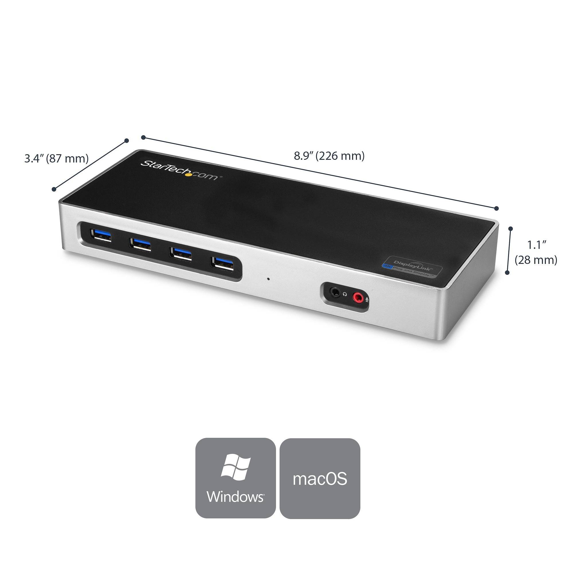 StarTech.com Hybride dual 4K USB-C docking station - met 6x USB 3.0 poorten - USB-A compatibel