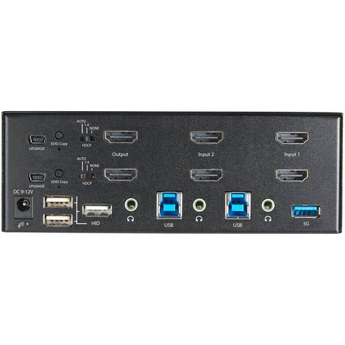 StarTech.com 2 Port Dual Monitor KVM HDMI Switch, 4K 60Hz Ultra HD HDR, Desktop Hub 4K HDMI 2.0 KVM Schakelaar met 2x USB 3.0 (5Gbps) & 4x USB 2.0 HID, Audio, Hotkey Switching, TAA