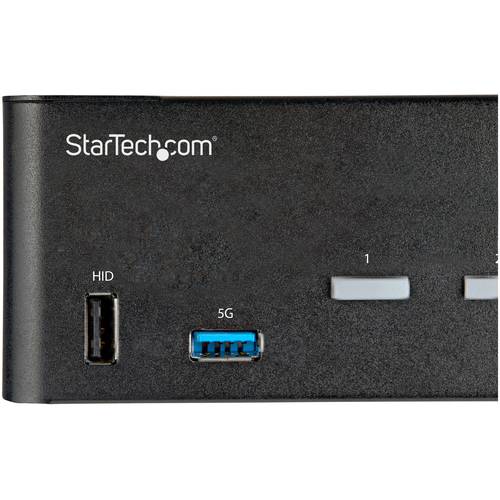 StarTech.com 2 Port Dual Monitor KVM HDMI Switch, 4K 60Hz Ultra HD HDR, Desktop Hub 4K HDMI 2.0 KVM Schakelaar met 2x USB 3.0 (5Gbps) & 4x USB 2.0 HID, Audio, Hotkey Switching, TAA